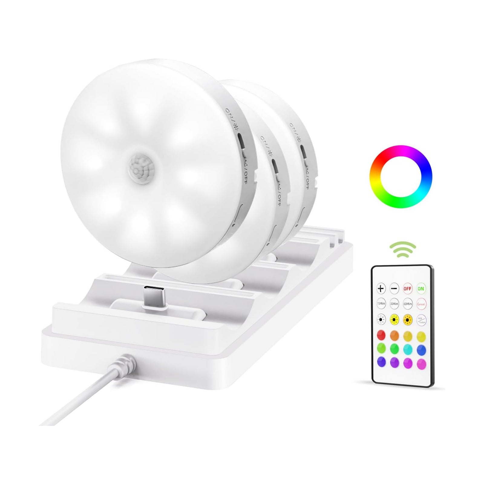 EZVALO Under Cabinet Lighting with Charging Station, 1000mAh Rechargeable Puck Lights with Remote, 3 Color Temps & 12