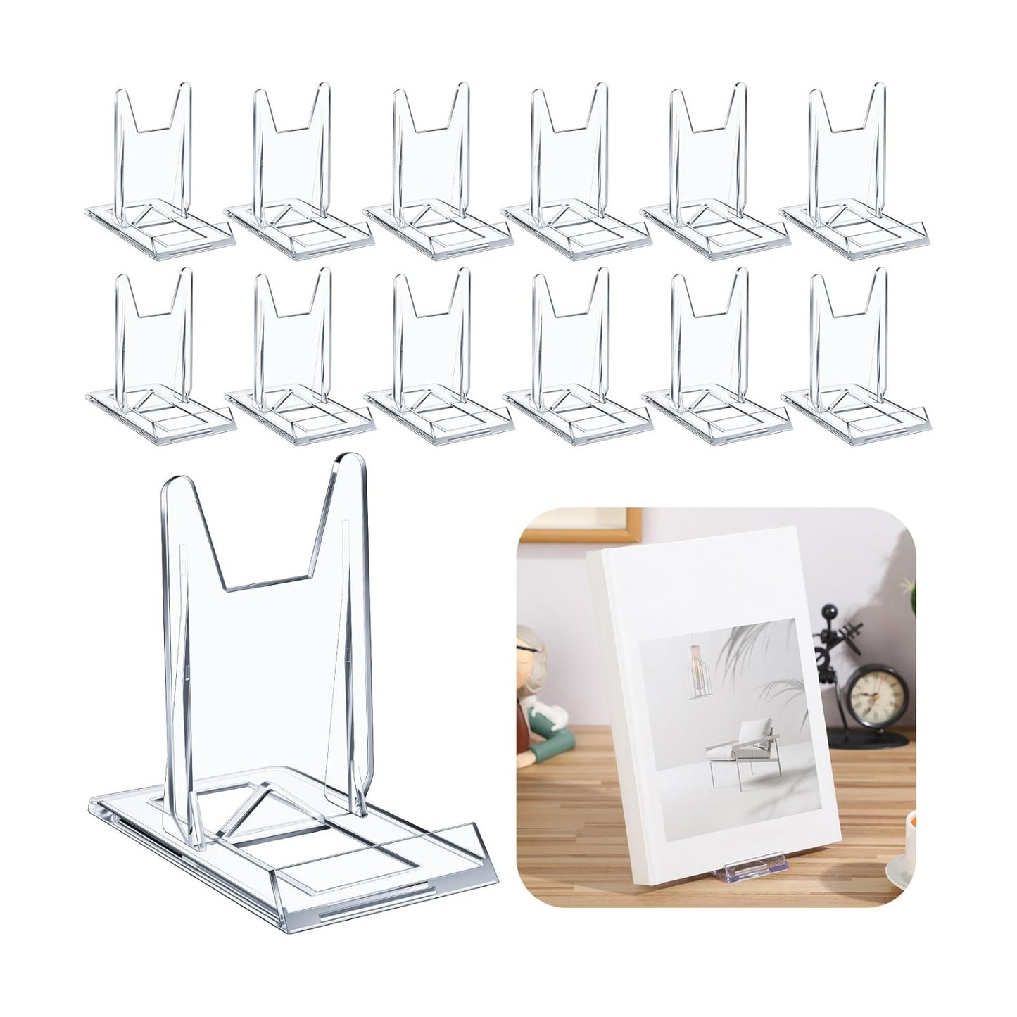 24 Pack Acrylic Book Stand for Display Adjustable Clear Display Holder Easel Collector Stand for Home Office Back to