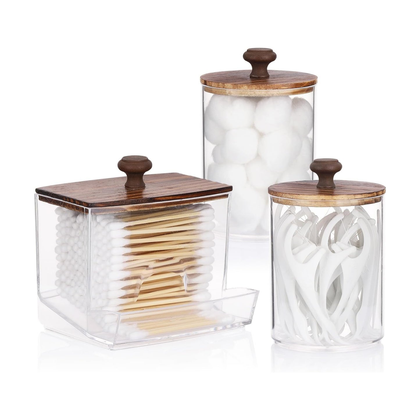 Tbestmax Qtips Holder Bathroom Container, 10oz Big Qtips Dispenser Cotton Ball Holder, Clear Plastic Apothecary Jar
