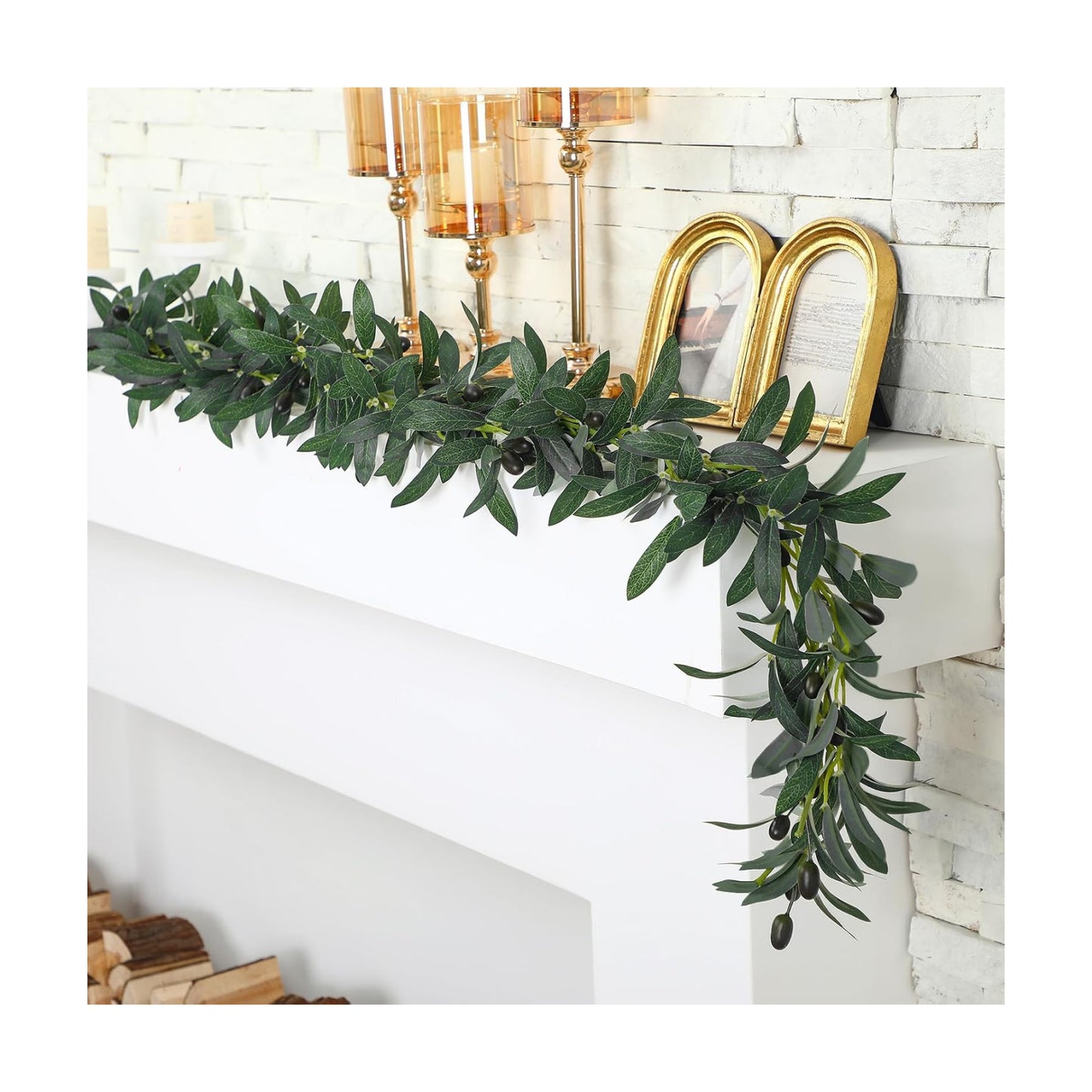 Total Artificial Olive Leaf Vine Artificial Garland Hanging Vine / 10 Ft / Green / Set of 2