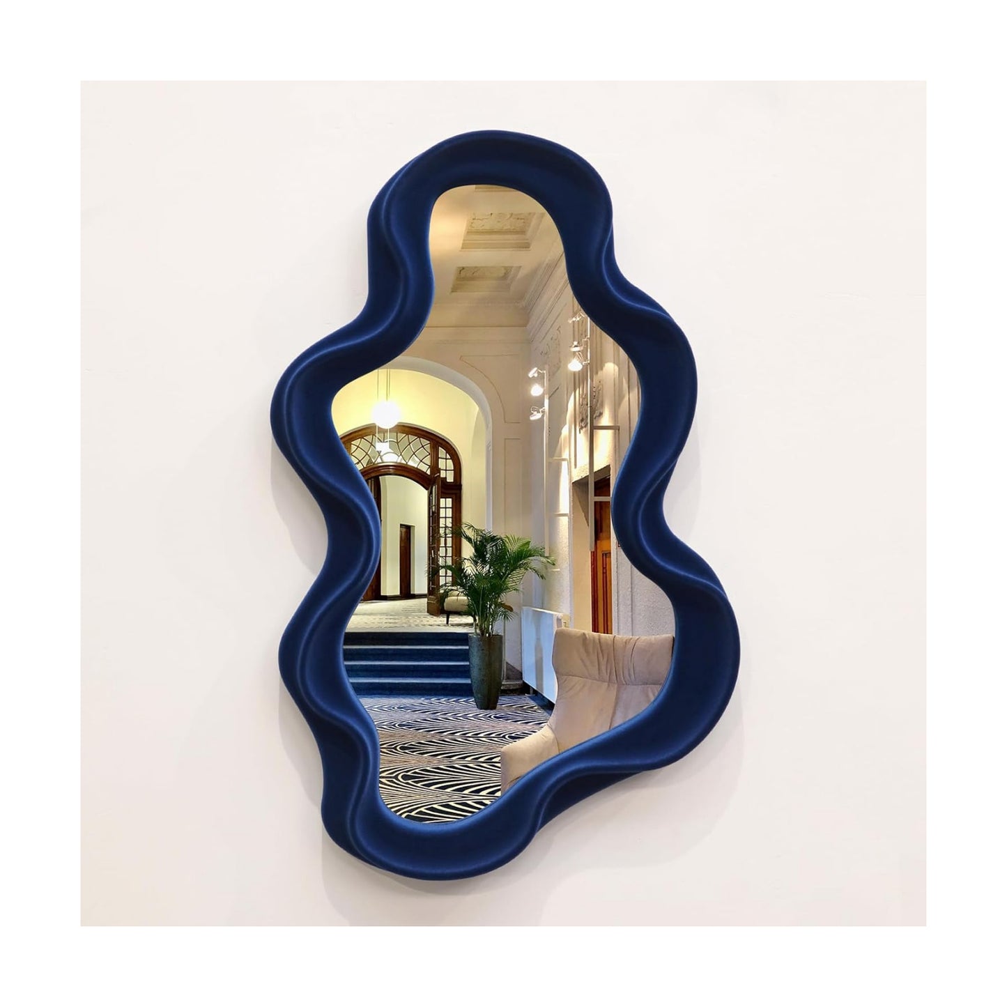 Modern Asymmetrical Mirror / Cloud-dark Blue / 16 x 10
