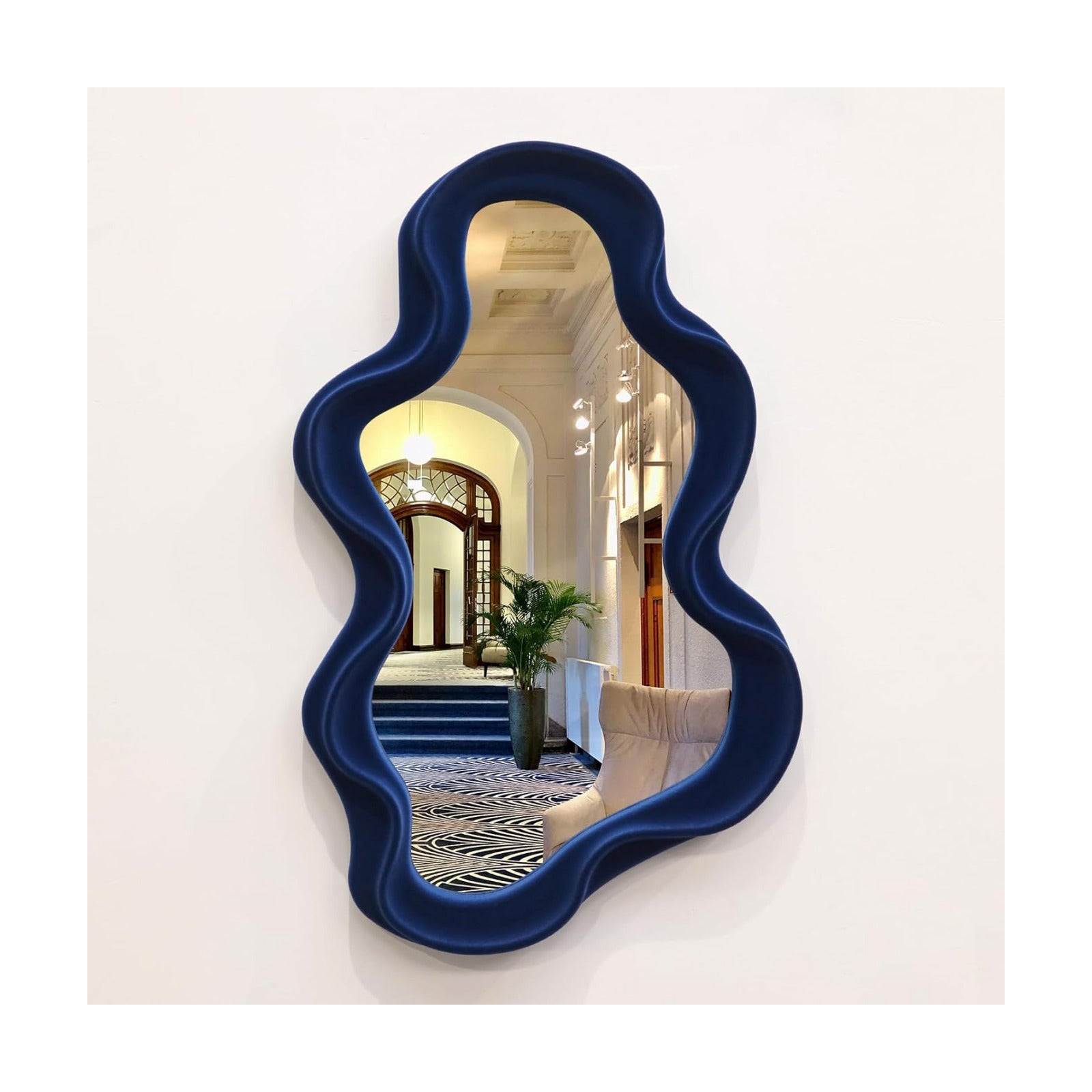 Modern Asymmetrical Mirror / Cloud-dark Blue / 16 x 10