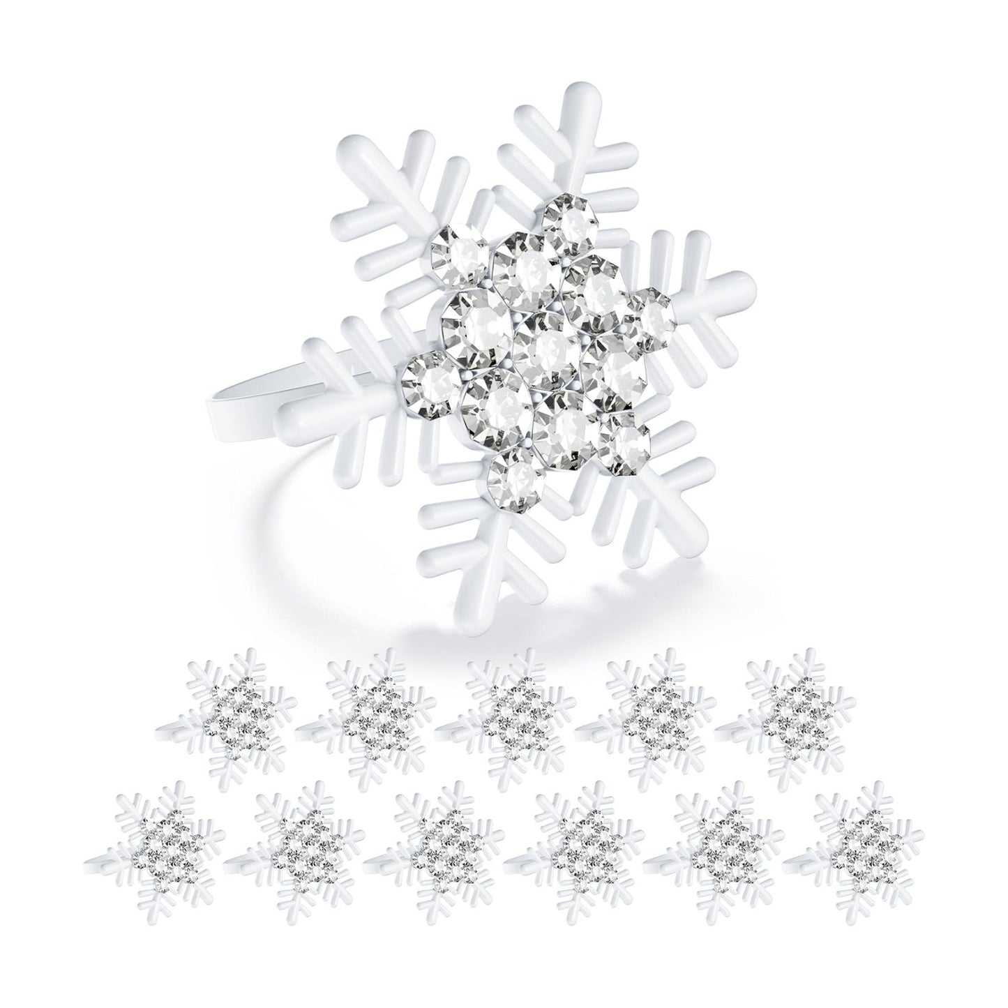 Set of 12 Christmas Snowflake Napkin Rings for Dinning Table Setting- White Rustic Dinner Tables Setting Decoration for