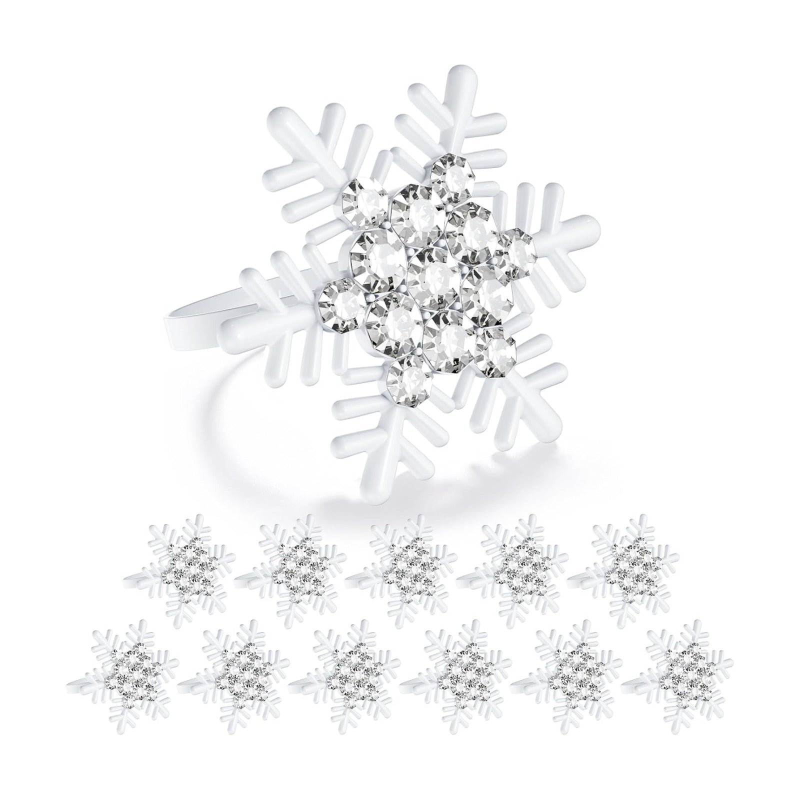 Set of 12 Christmas Snowflake Napkin Rings for Dinning Table Setting- White Rustic Dinner Tables Setting Decoration for