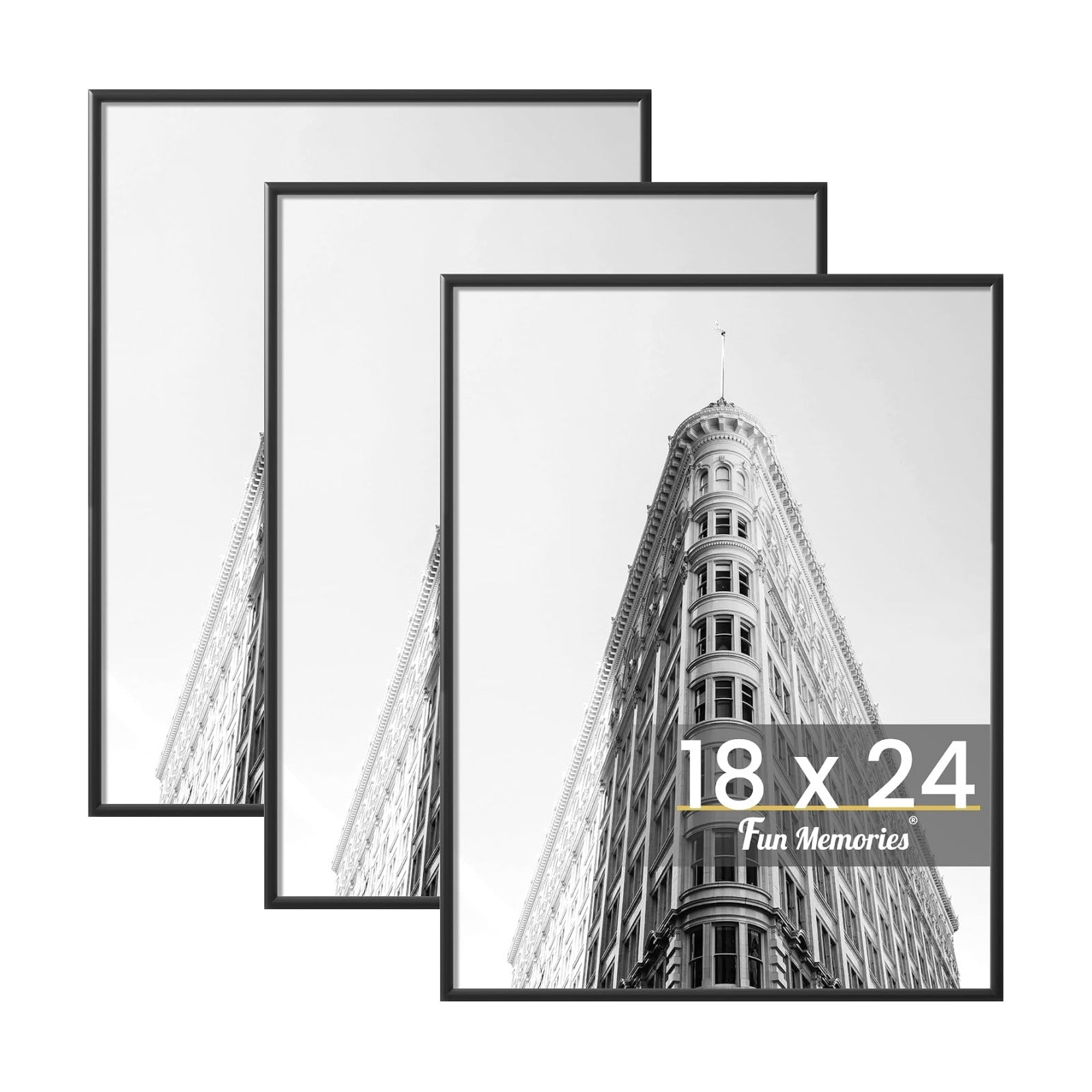 Fun Memories 18x24 Poster Frame for Photo, Posters & Art Prints, Horizontal or Vertical Wall Mounting Scratch-Proof