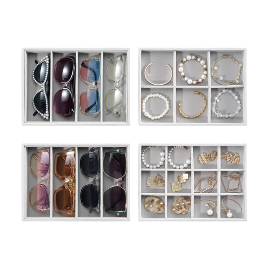 Stackable Jewelry Organizer Trays for Drawers / 4 Layers / Dark Grey