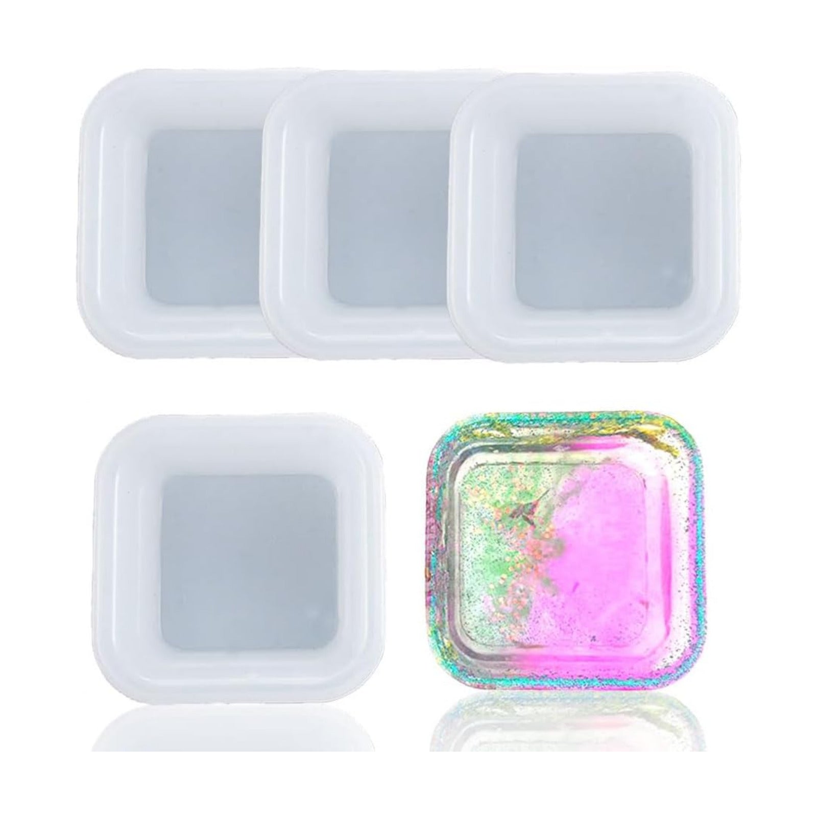 Square Shape Silicone Jewelry Tray Molds Mini Bowl Silicone Mold Decorative Dish / Set of 4