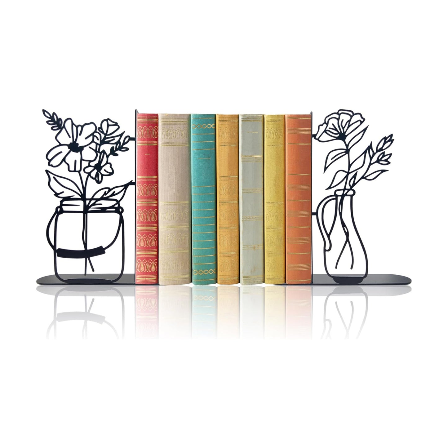 Metal Flower Book Ends / Black
