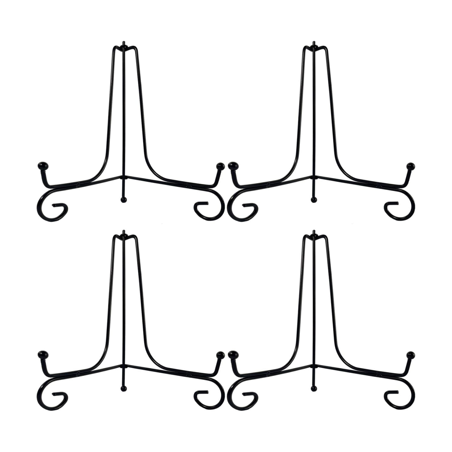Decorative Solid Metal Plate Holders for Displaying / 8IN / Black / Set of 4