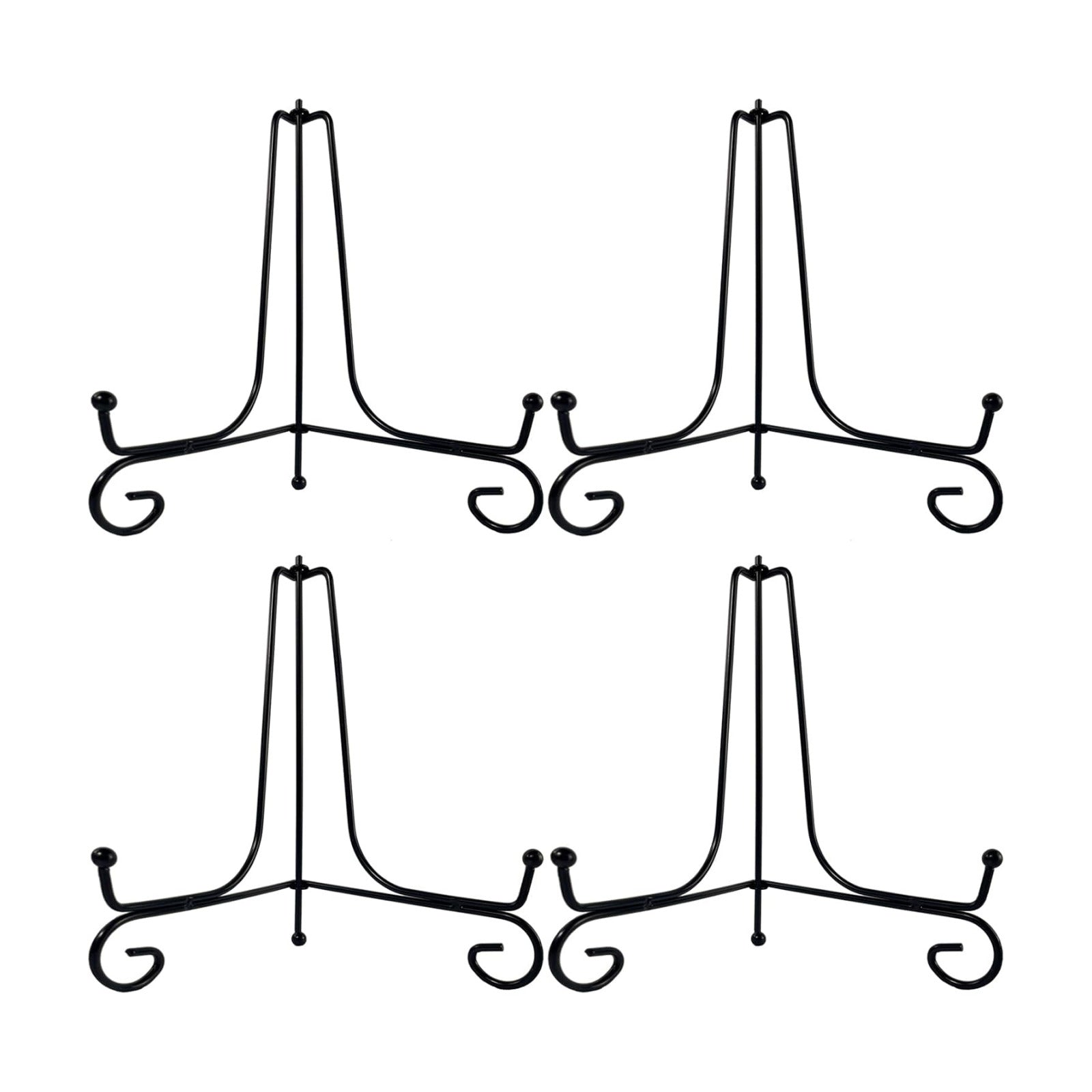 Decorative Solid Metal Plate Holders for Displaying / 8IN / Black / Set of 4