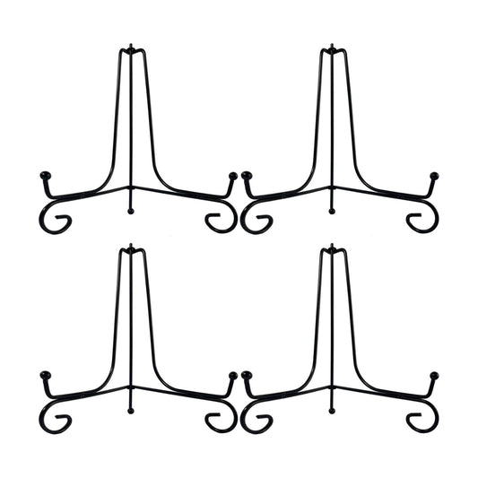 Decorative Solid Metal Plate Holders for Displaying / 8IN / Black / Set of 4