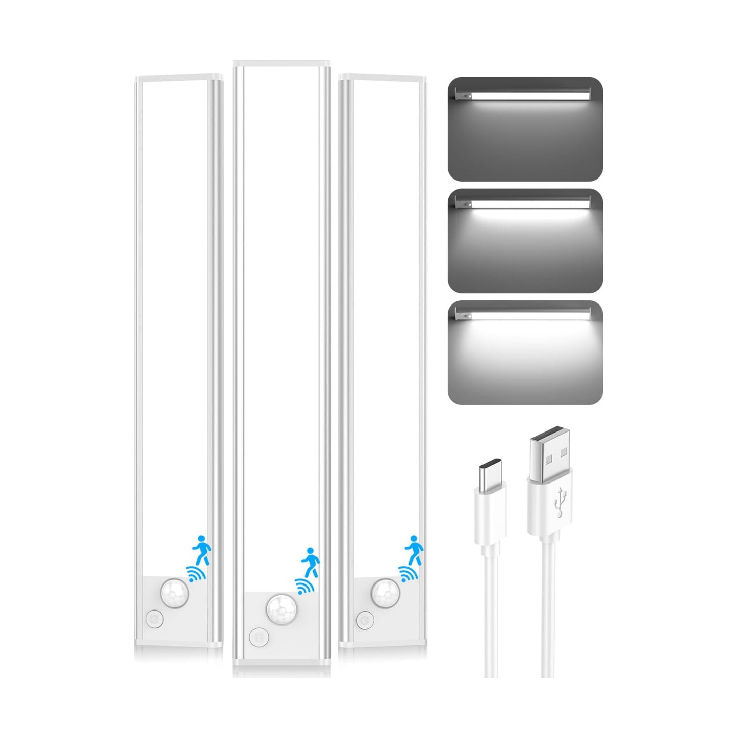 Under Cabinet Lighting, 10 Inch LED Battery Operated Rechargeable Motion Sensor Lights Indoor, 2200mAh Magnetic