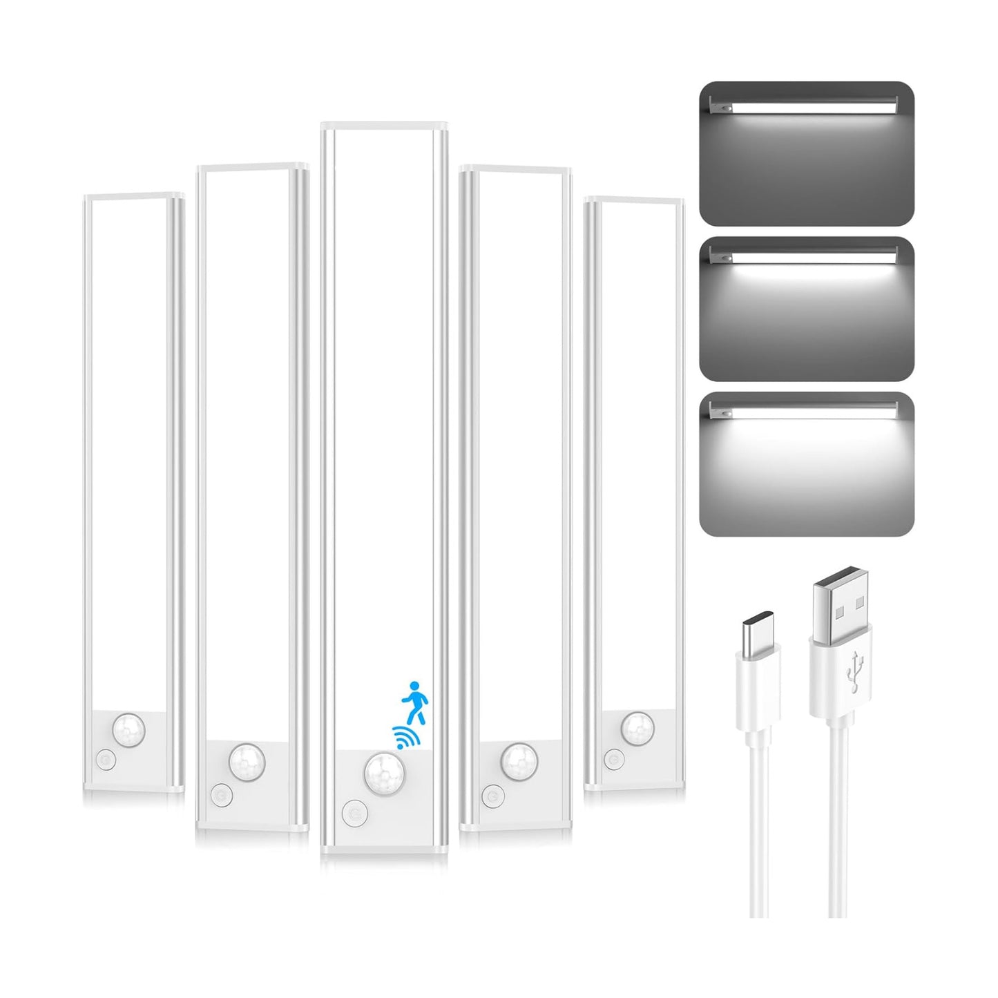 Under Cabinet Lights, LED Rechargeable Battery Operated Motion Sensor Lights Indoor, 6500K Magnetic Dimmable Closet