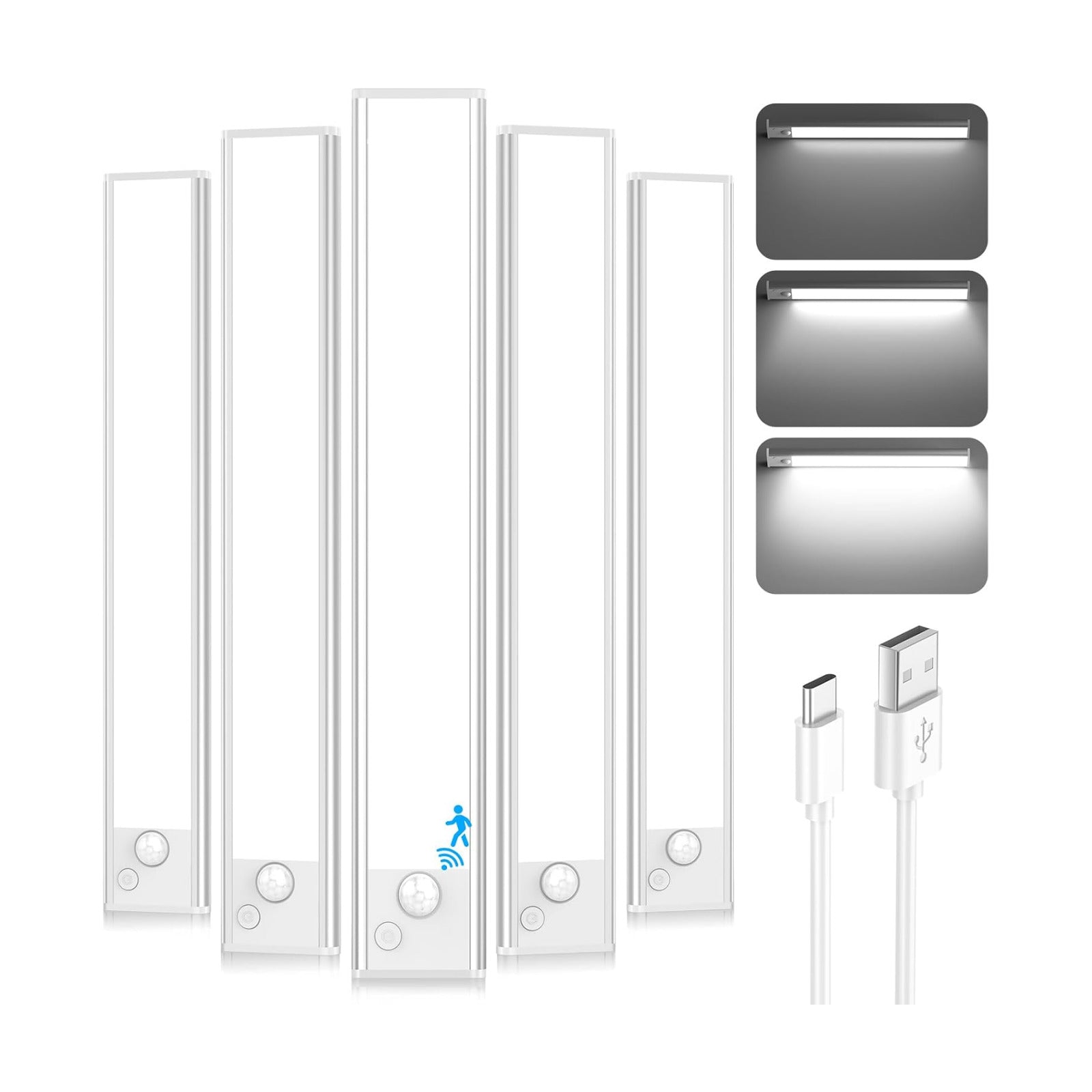 Under Cabinet Lighting, 2200mAh 10 Inch Battery Operated Rechargeable Motion Sensor Night Lights Indoor, LED Magnetic