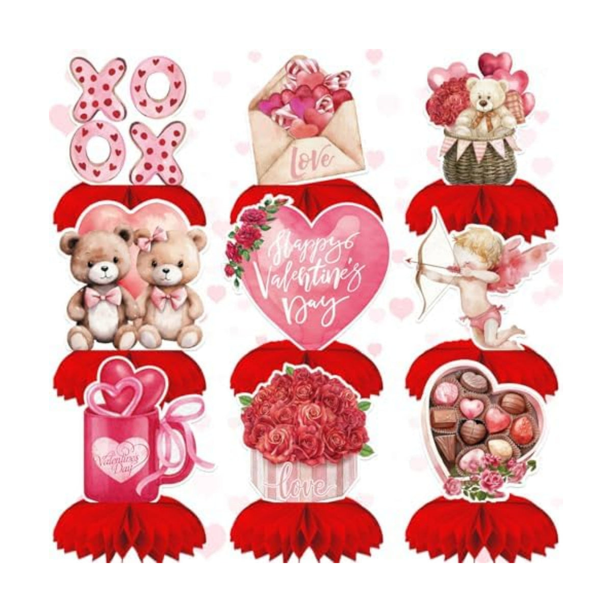 Valentine Honeycomb Centerpieces for Table, Valentine Table Decorations