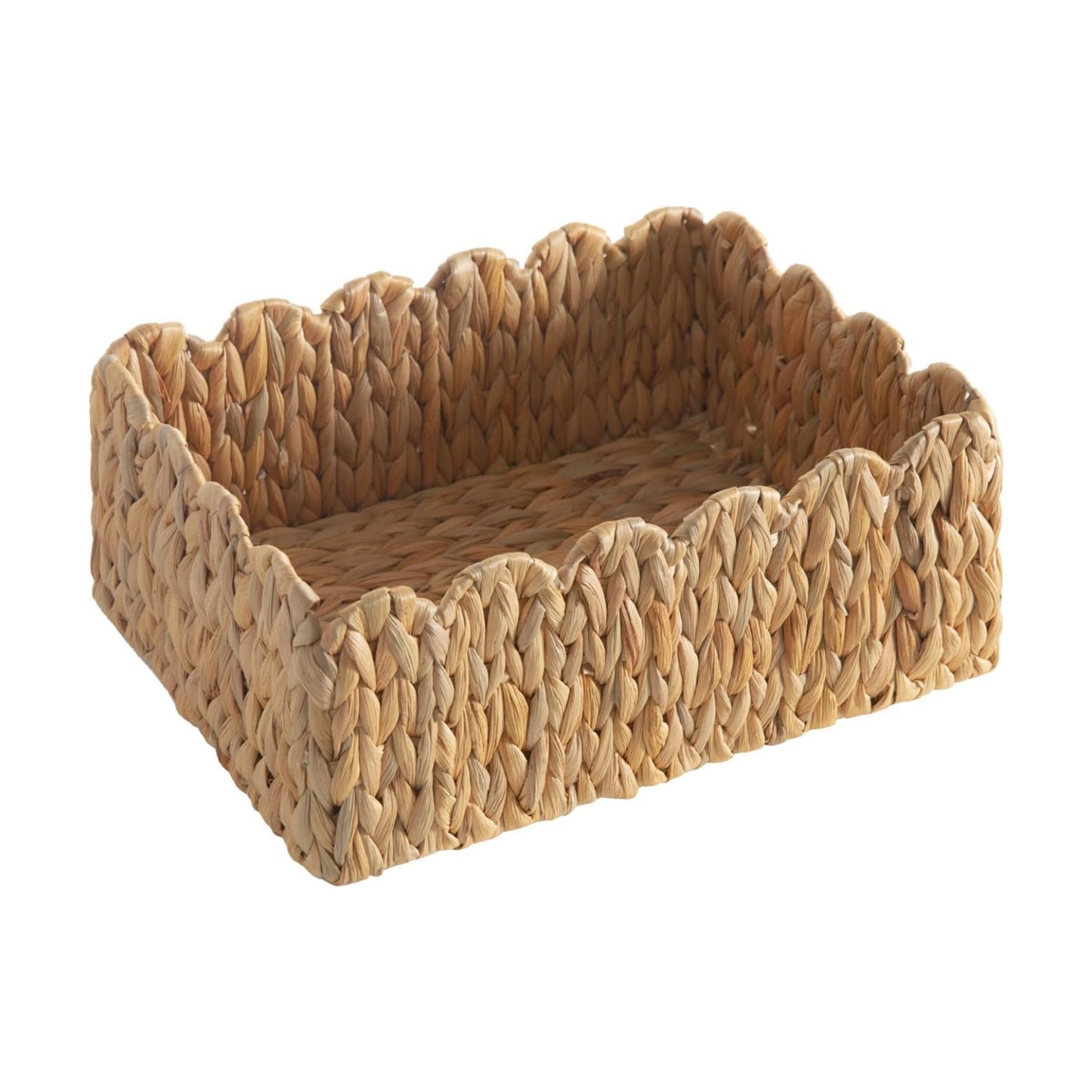 Scalloped Basket / Hand Woven Baskets / Light Beige / M