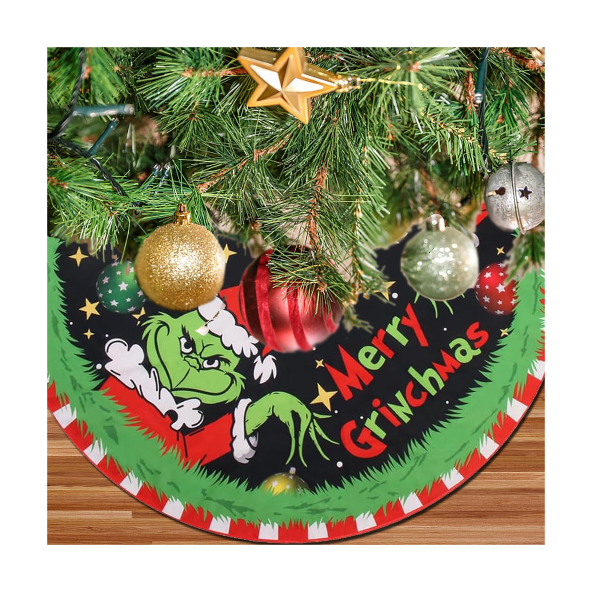 Merry Christmas Tree Skirt Collar 48 Inch, Softand Funny Farmhouse Holiday Decor Xmas Party Holiday Decoration
