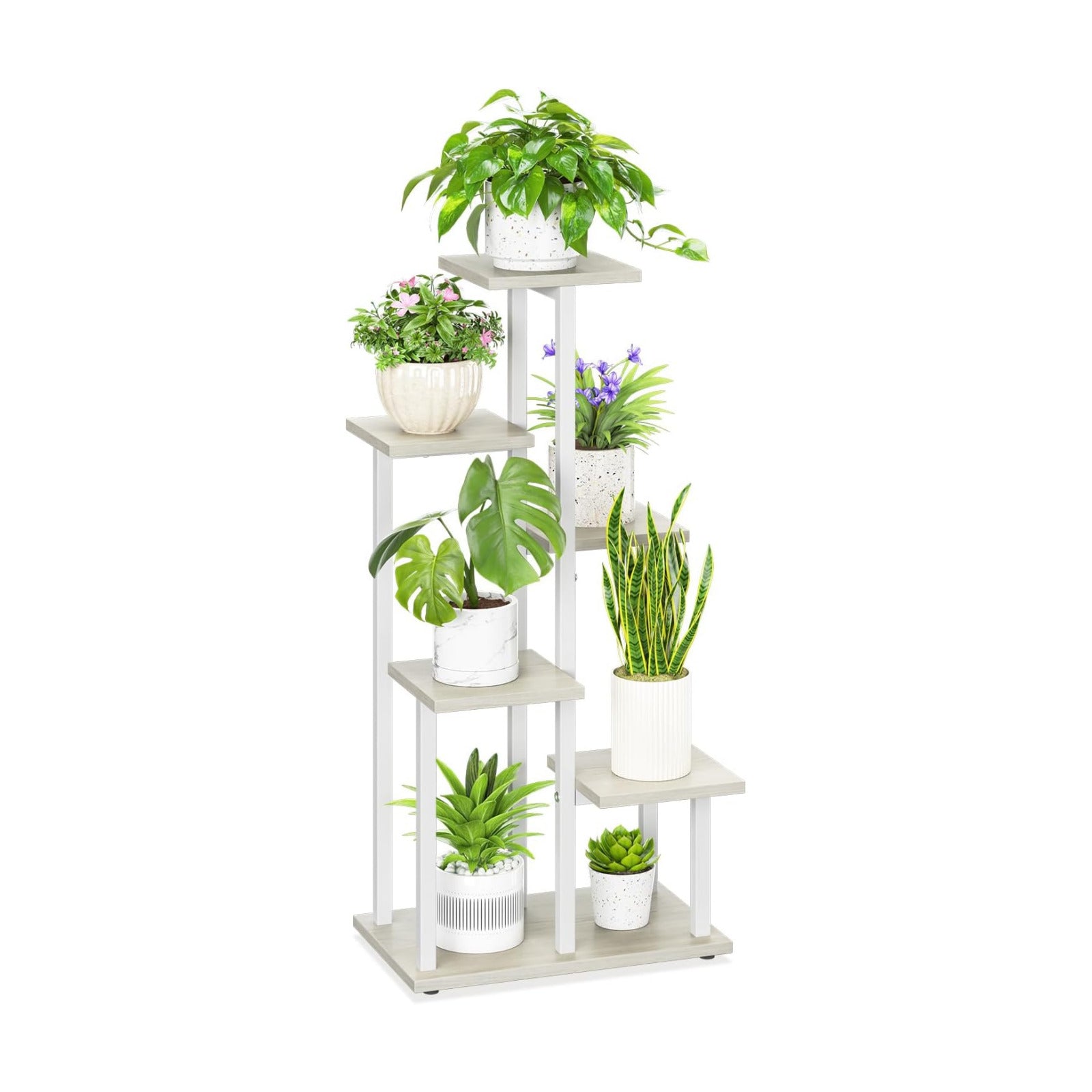 iDavosic.ly 6 Tier Plant Stand Indoor, Corner Tiered Shelf, White | Sturdy Tiered Orchid Display Rack, Multiple Flower