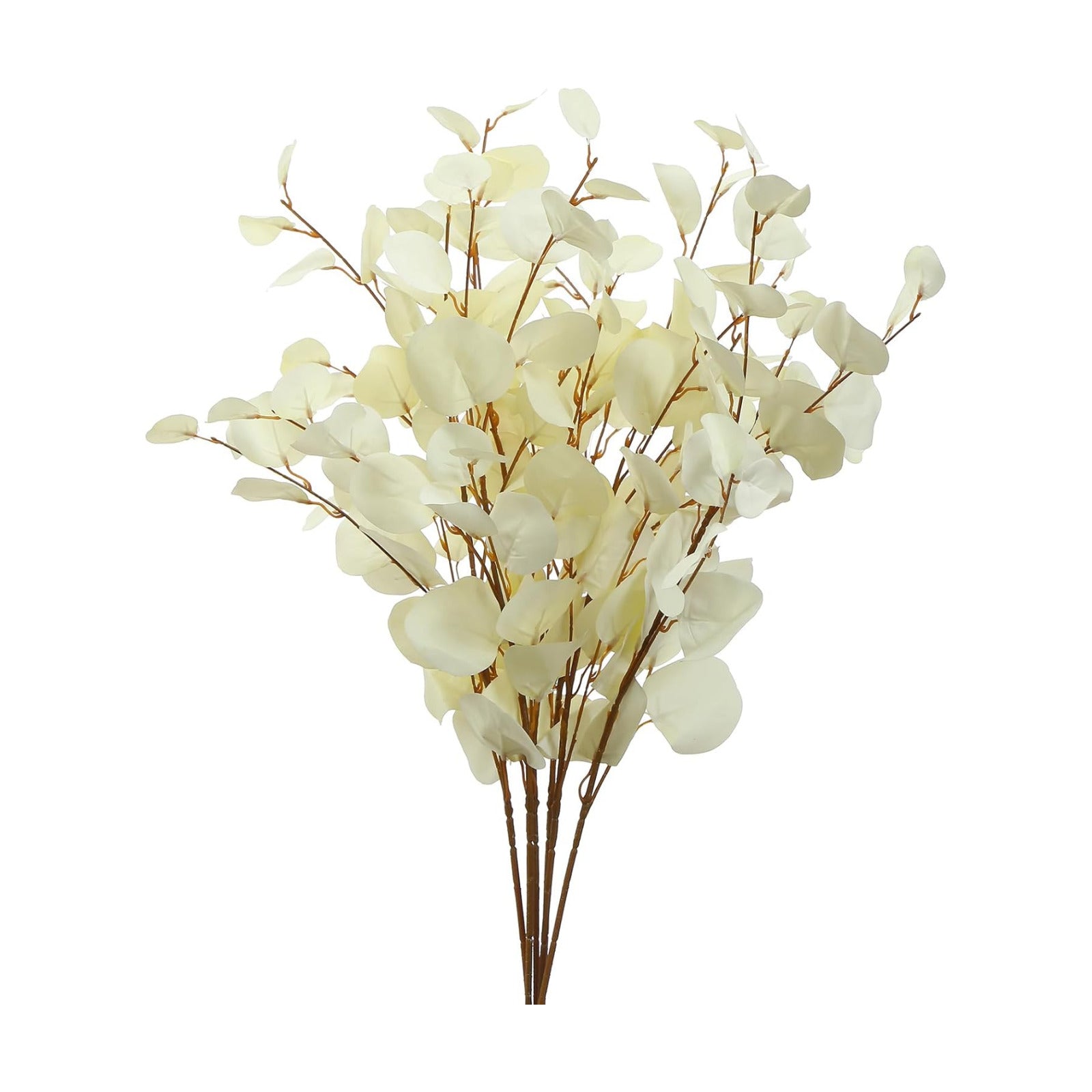 Artificial Eucalyptus Stems Long 33" Fake Eucalyptus Leaves Branches / Cream White*3 / Set of 3