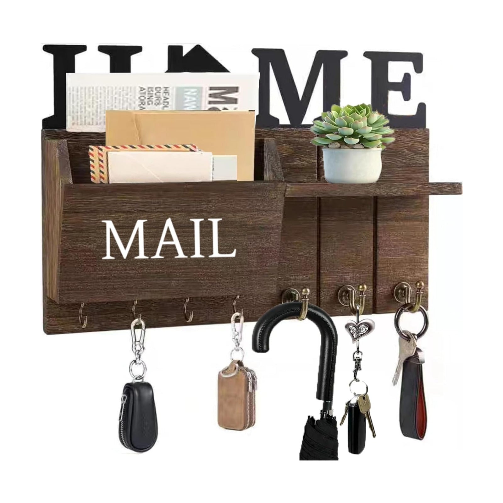 Rustic Wall Key Holder / Brown
