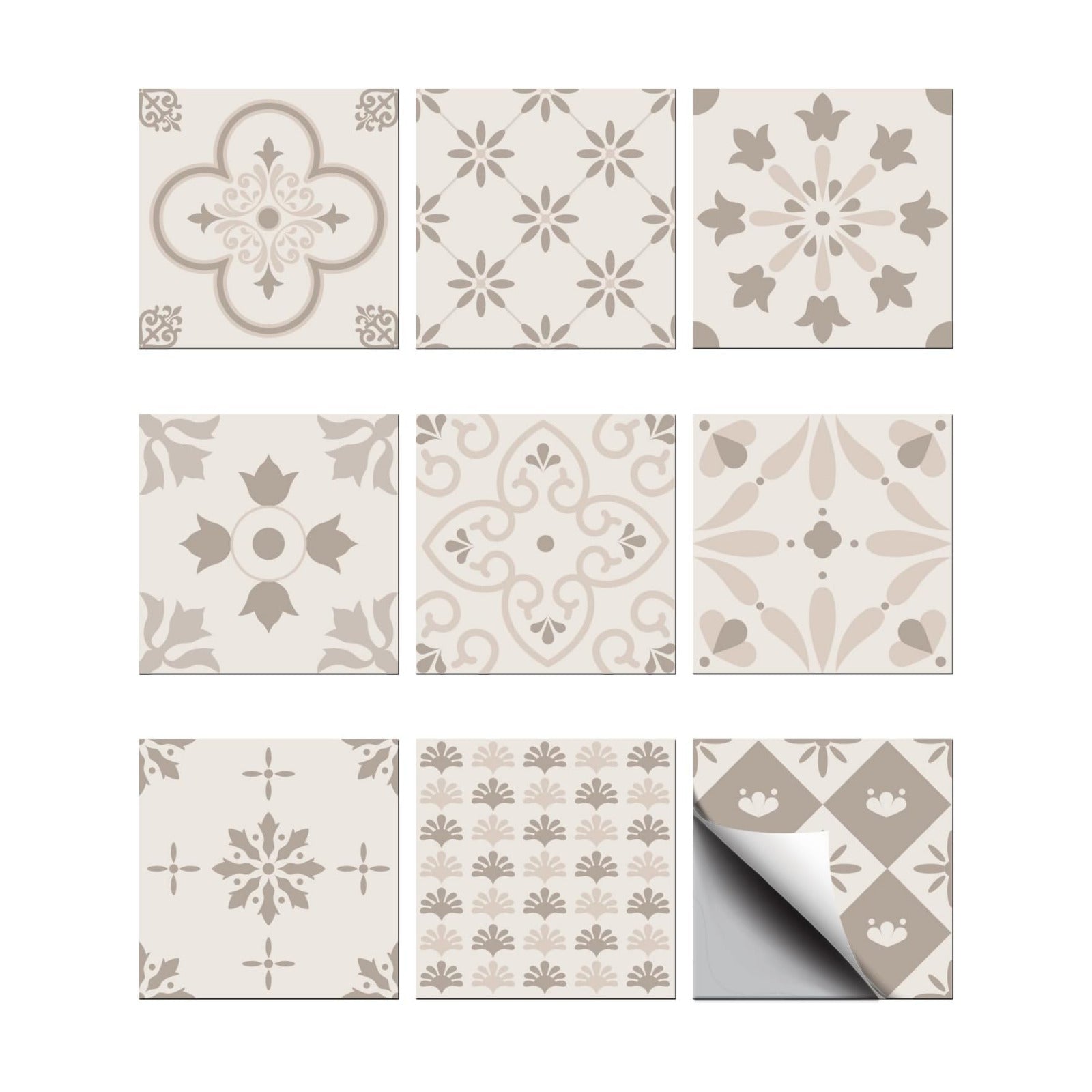Tile Stickers Geometric Peel and Stick Wall Stickers Waterproof Self / Pastel Floral / Set of 36