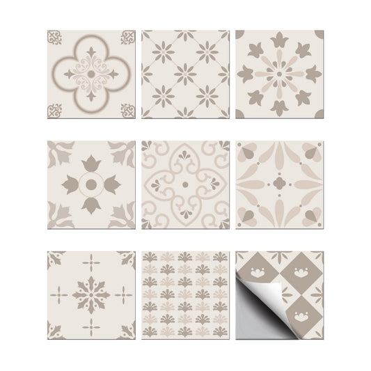 Tile Stickers Geometric Peel and Stick Wall Stickers Waterproof Self / Pastel Floral / Set of 36
