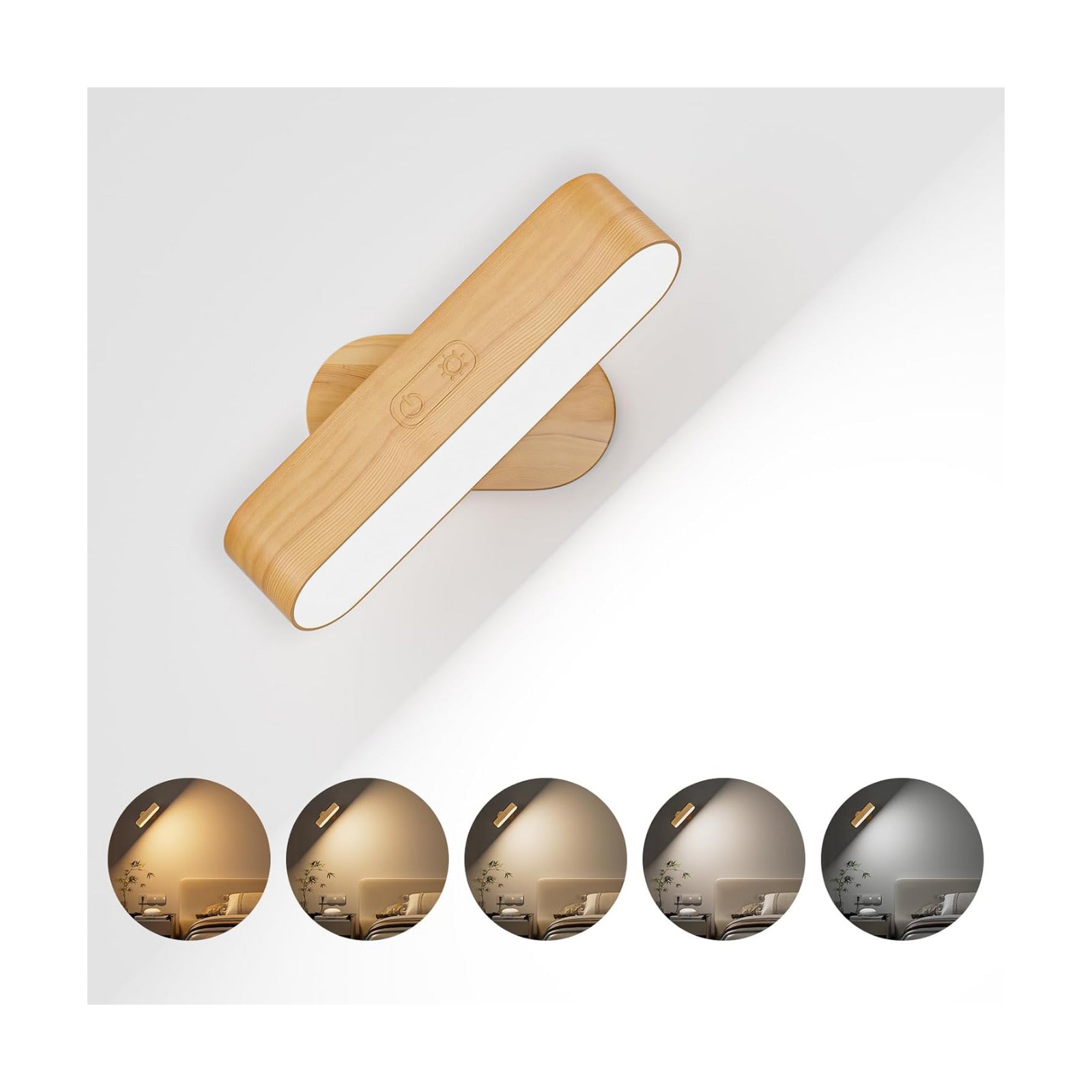 Battery Operated Wall Sconces Rechargeable & Cordless | 5 Color Temps & Dimmable Touch Control, 360°Rotating Magnetic