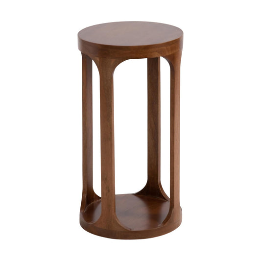 Transitional Wood Accent Pedestal / Walnut Brown / 12 x 12 x 23