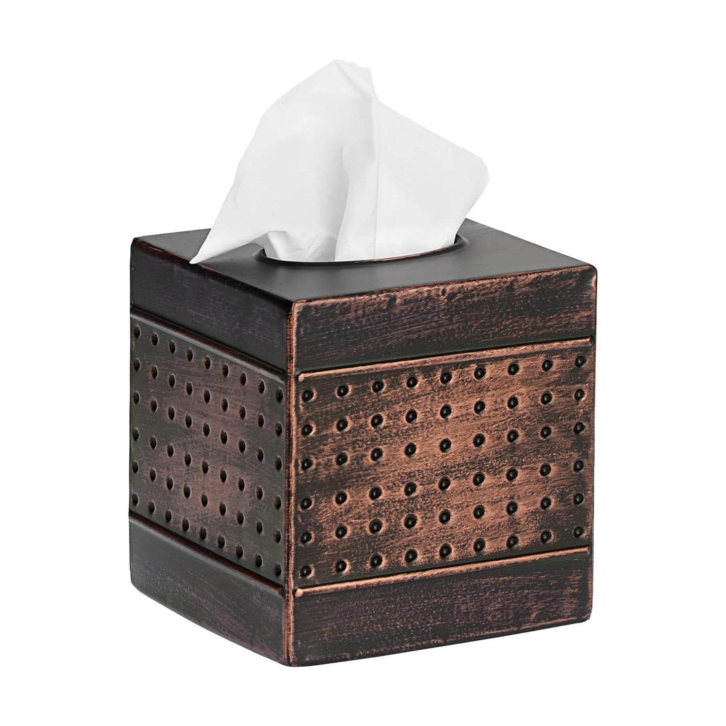 Tissue Box Cover Sturdy Galvanized Iron Square Tissue Box / Bronze