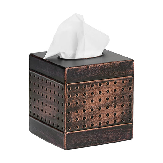 Tissue Box Cover Sturdy Galvanized Iron Square Tissue Box / Bronze