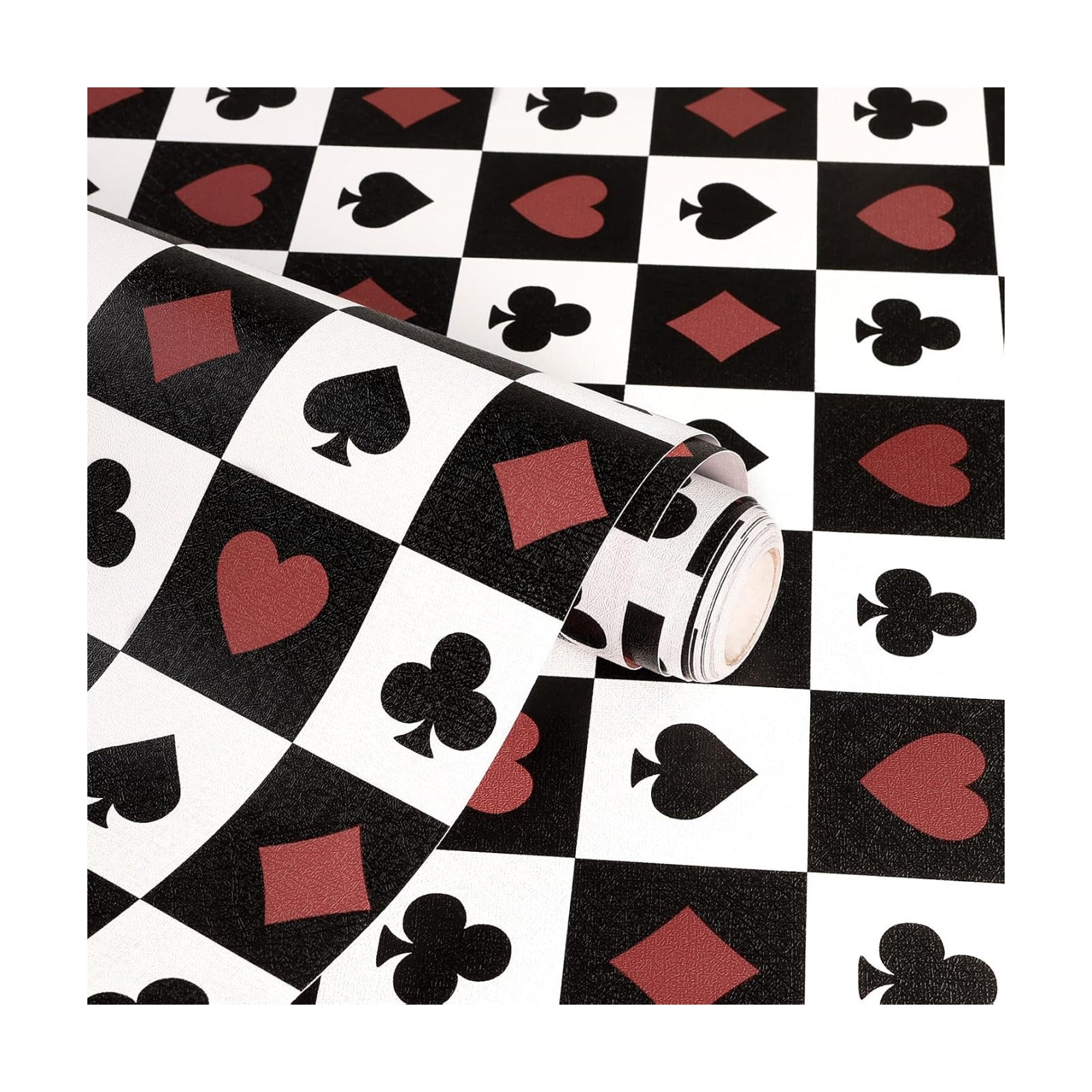Wallpaper Peel and Stick Red "Gothic Contact Paper Self / Poker / Checkered / 17.3 x 120 / Black