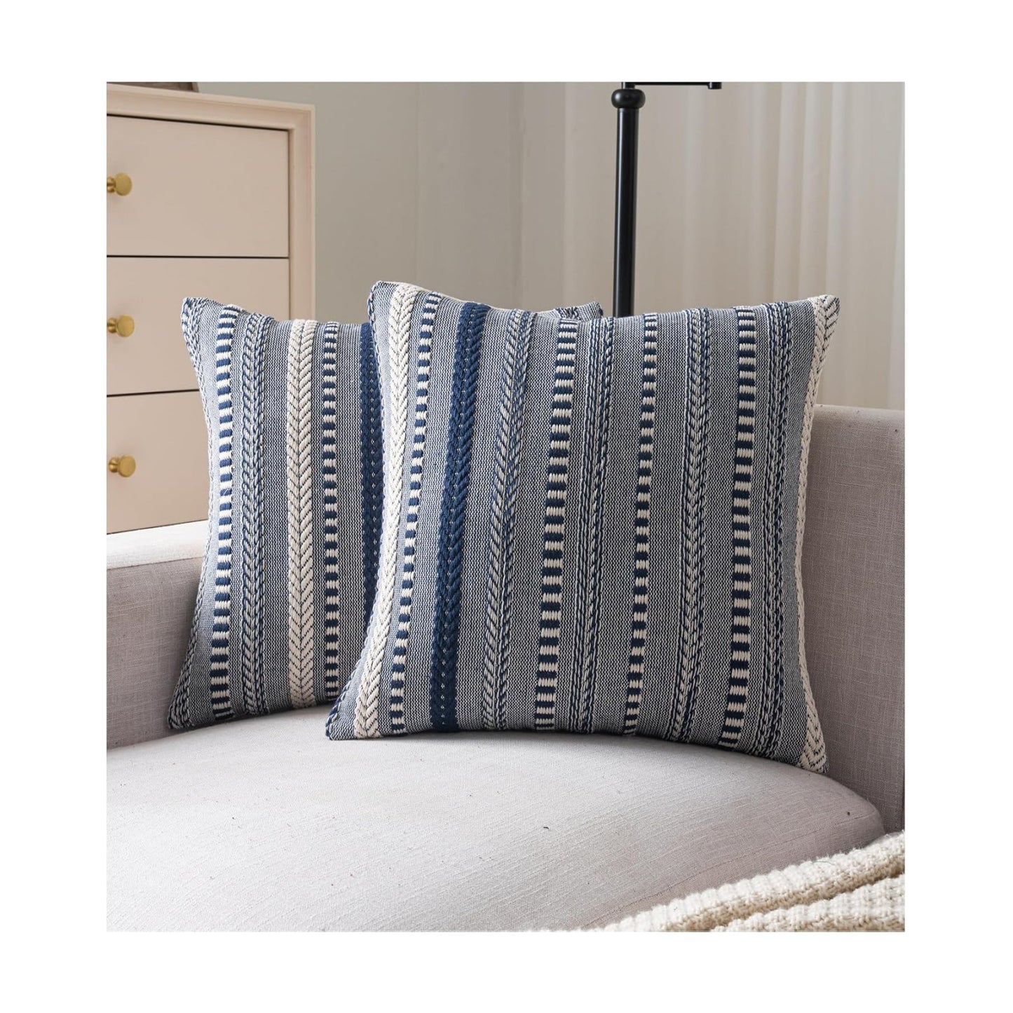 Boho Throw Pillow Covers / Navy Blue / 18 x 18 / Set of 2