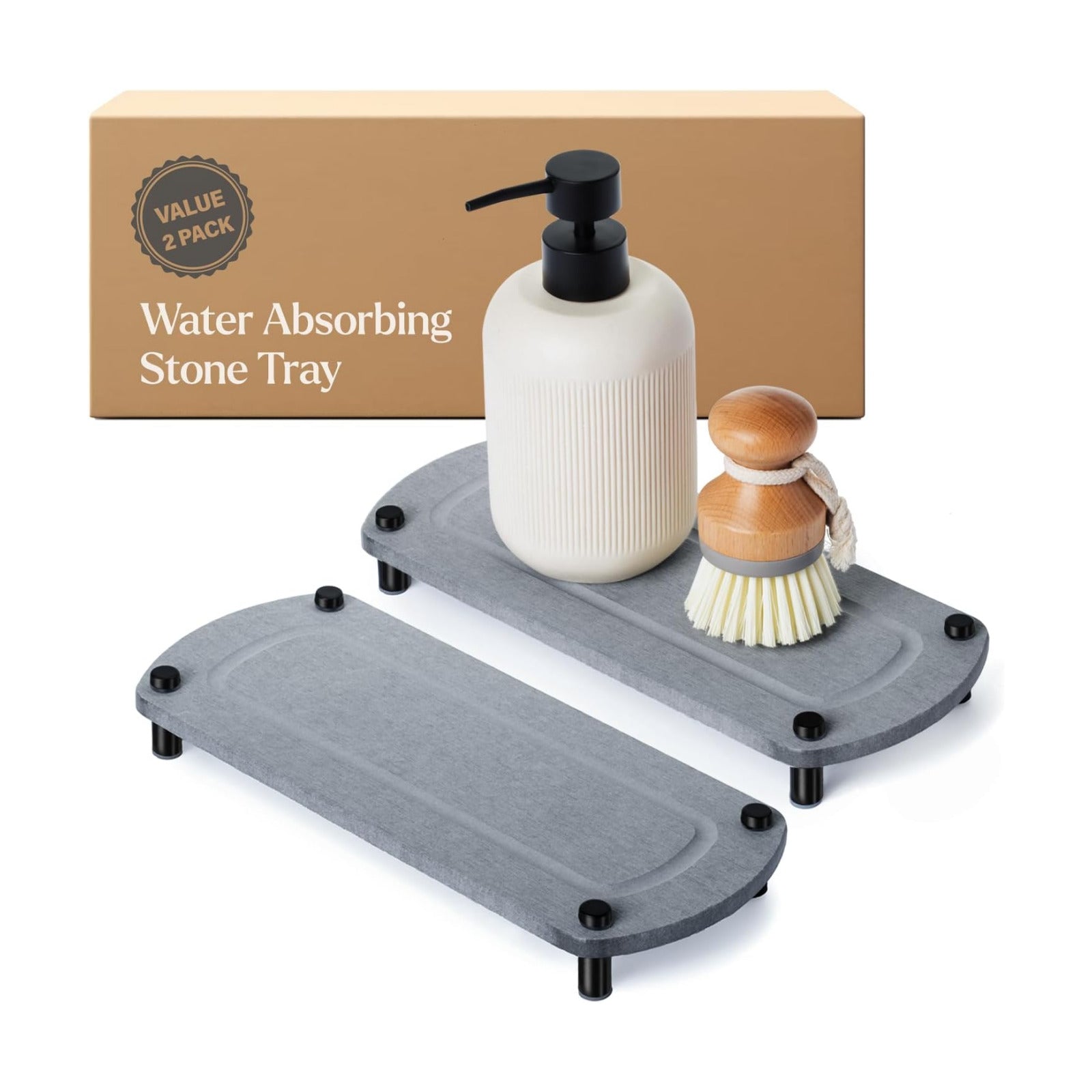 Water Absorbing Stone Soap Tray / Glacier Gray / Set of 2