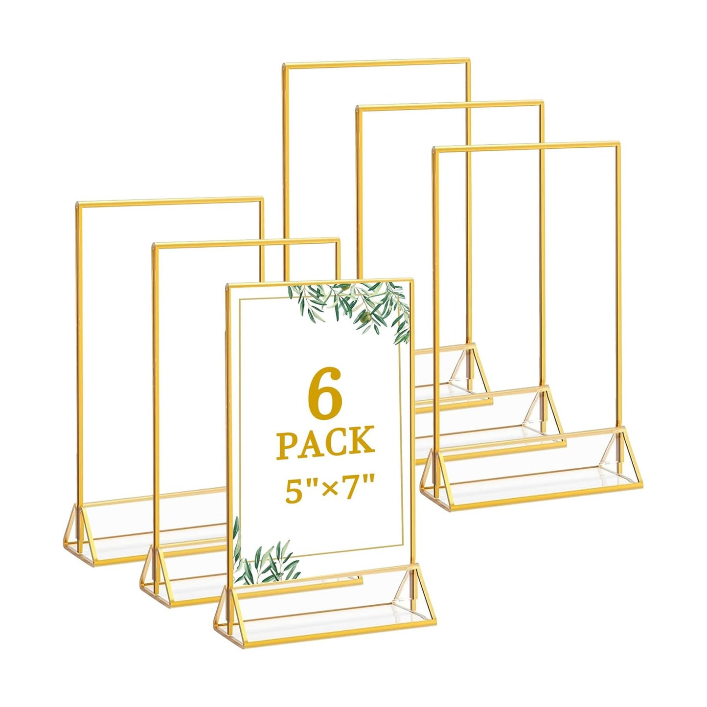 Clear Acrylic Sign Holders / Gold / 5 x 7 / Set of 6