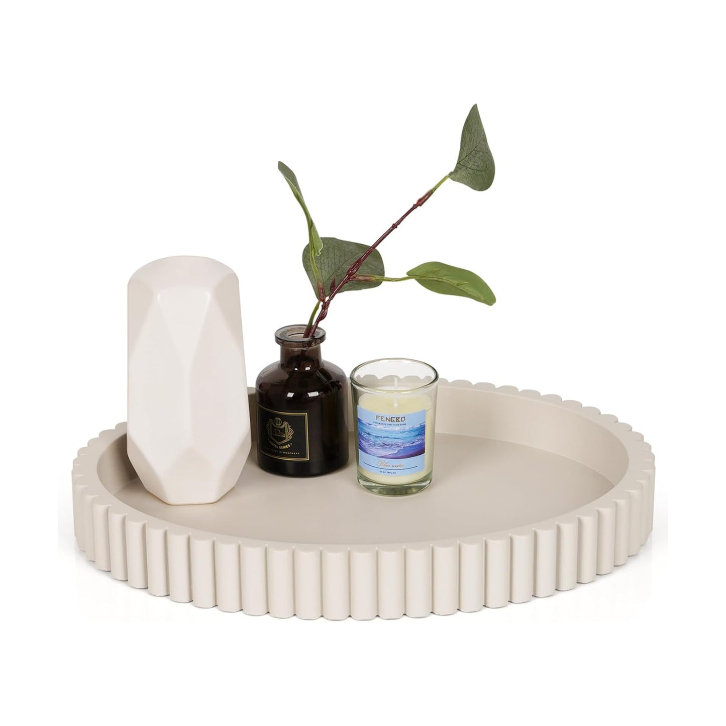 Oval Tray / 13" Concrete Coffee Table Tray / Cream Gray / 13 x 9.5 x 1.5