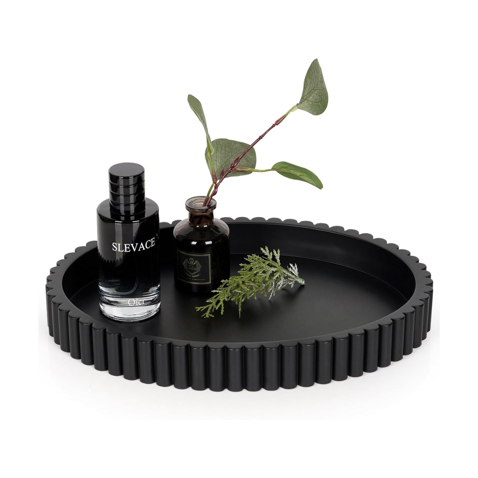 Oval Tray / 13" Concrete Tray / Black / 13 x 9.5 x 1.5