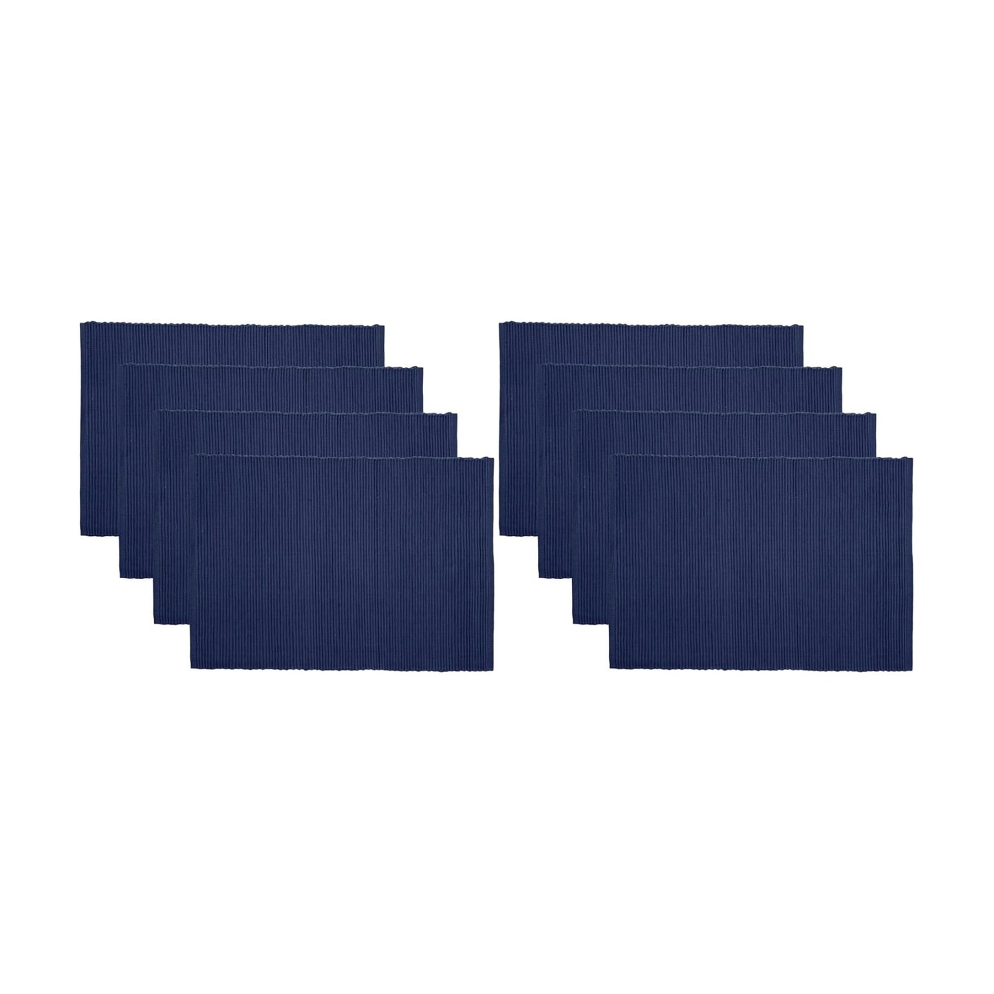 Now Designs Spectrum Placemats Ribbed Cotton, Indigo Blue, 19x13 inches, Set of 4, (901421aa) (Pack of 2)
