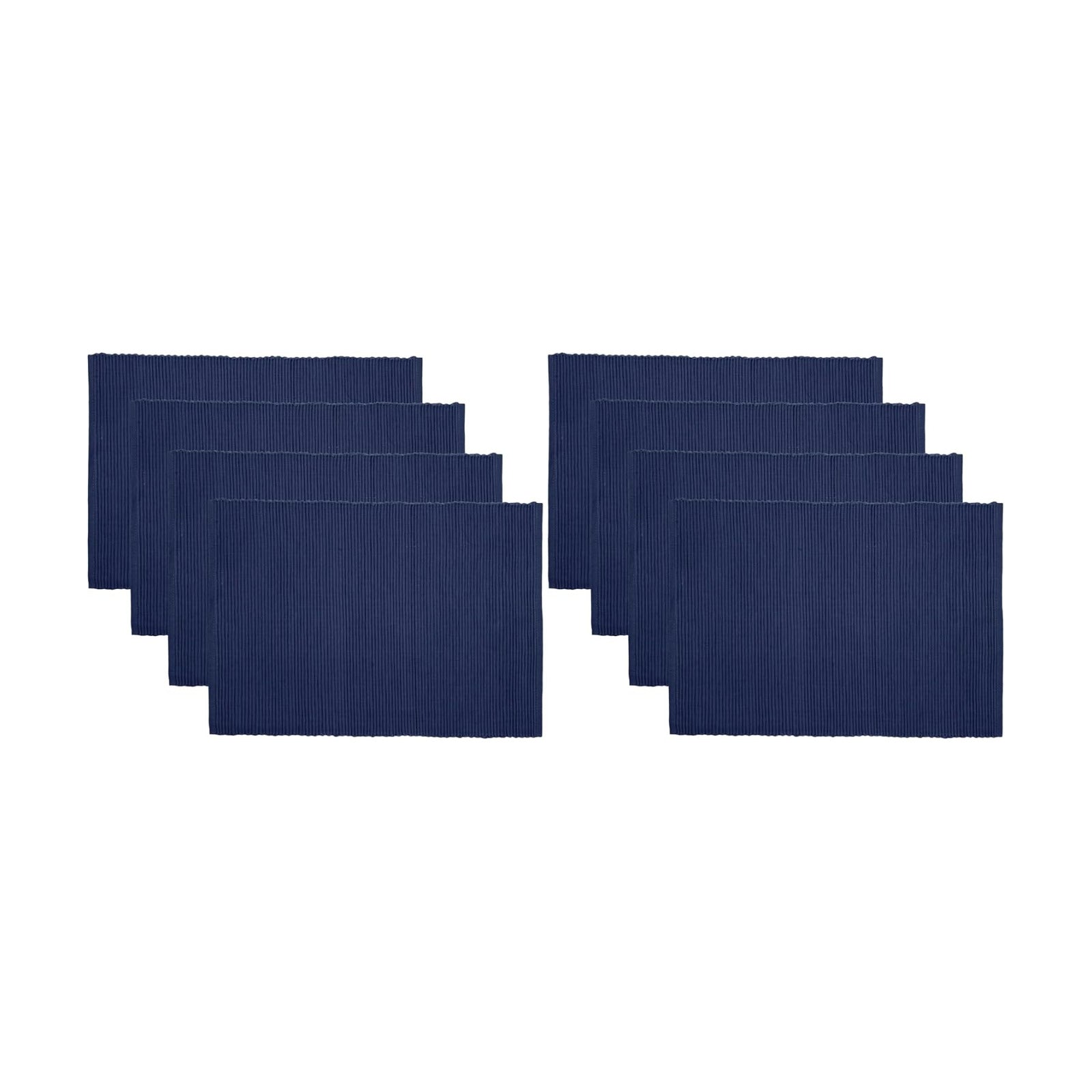 Now Designs Spectrum Placemats Ribbed Cotton, Indigo Blue, 19x13 inches, Set of 4, (901421aa) (Pack of 2)