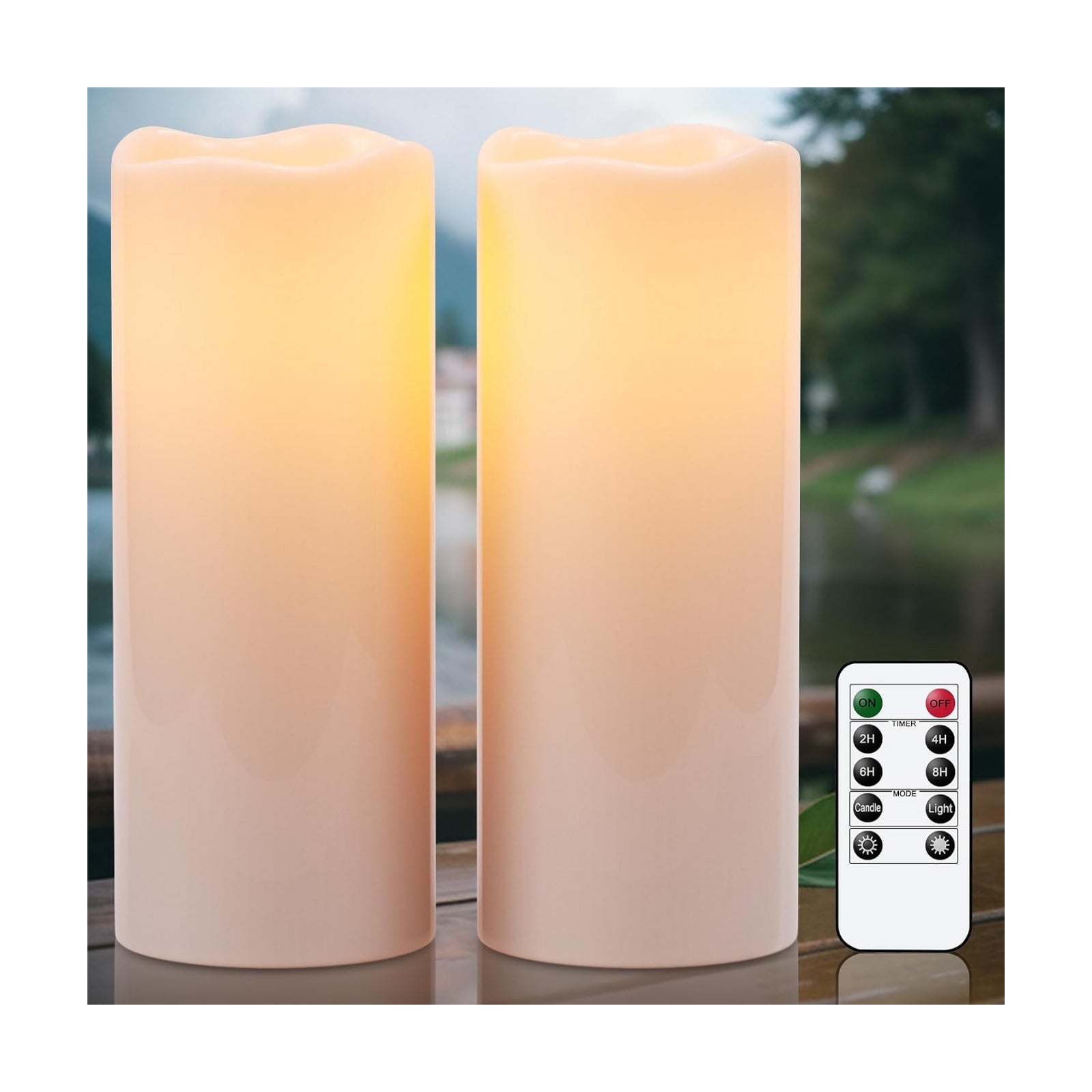 Eldnacele 10"x4" Large Outdoor Flameless Pillar Candles with Remote Timer | Battery Operated Candles LED Flickering
