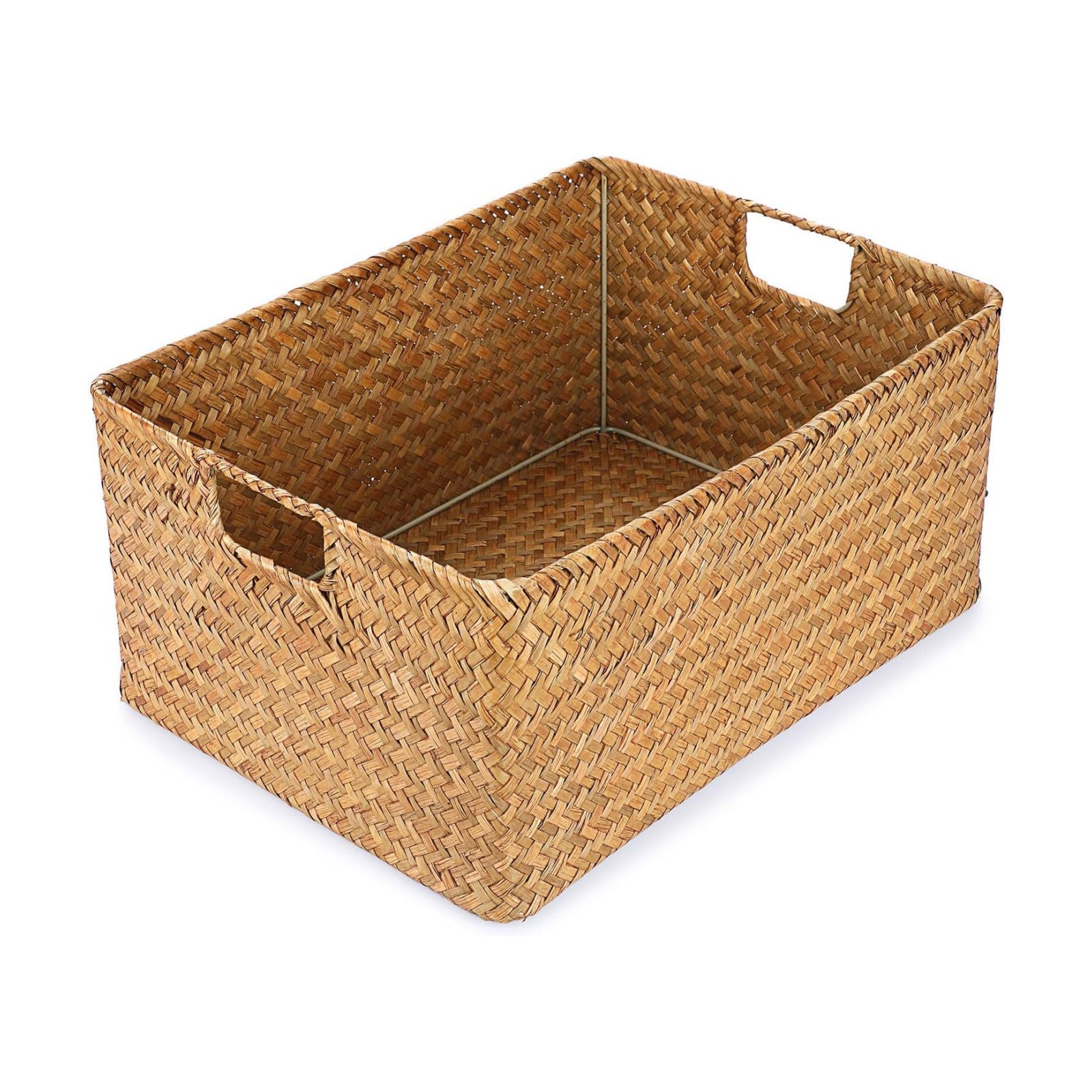 Seagrass Storage Baskets Bin / 16.1 x 11.8 x 7.7 / Large / Caramel