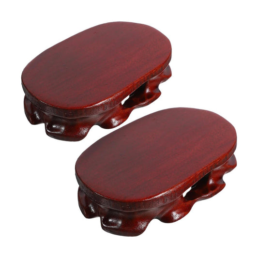 Oval Wood Display Stand Base Ornament for Small Statues Crafts Flowerpots Incense Burners Rustic