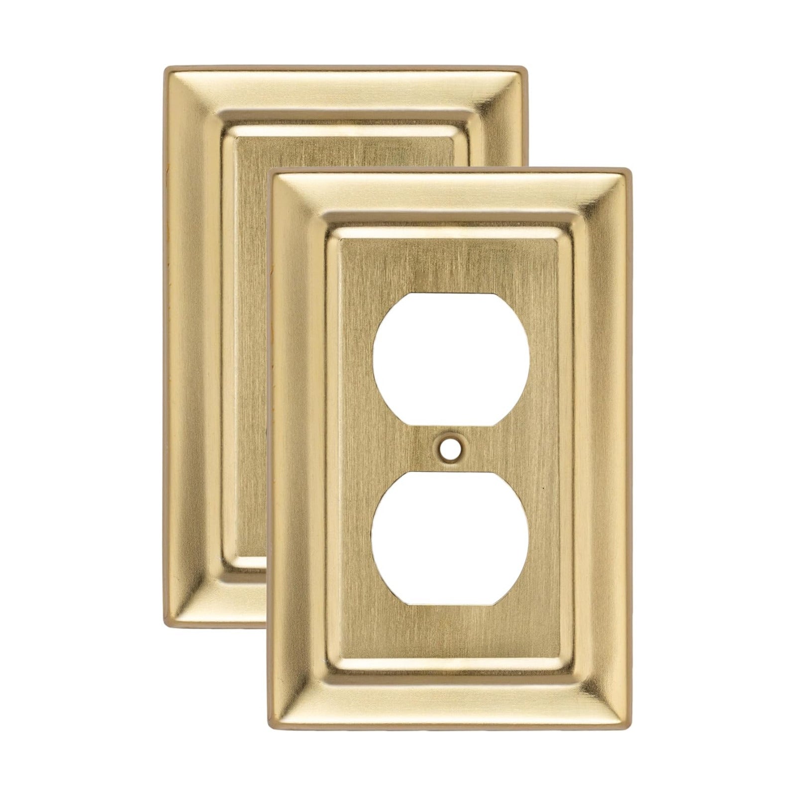 Monarch Abode Duplex Outlet Cover Plate – 1-Gang Brushed Gold Plug Wall Plates, Electrical Outlet Cover Plates