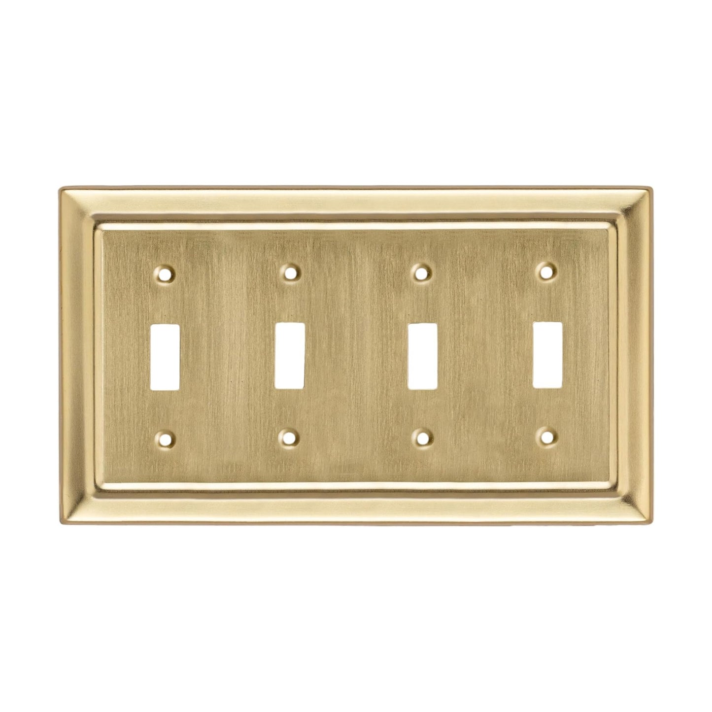 Monarch Abode Toggle Light Switch Cover Plate – 4-Gang Brushed Gold Outlet Covers, Architectural Decorative Outlet