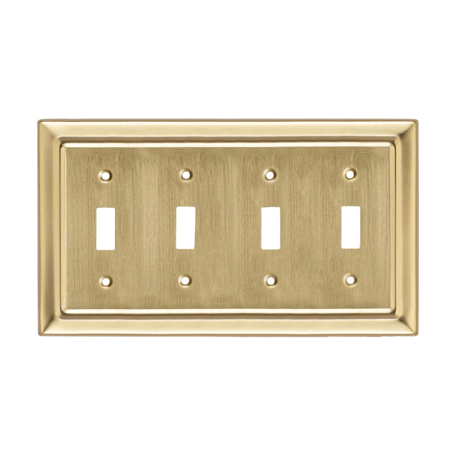 Monarch Abode Toggle Light Switch Cover Plate – 4-Gang Brushed Gold Outlet Covers, Architectural Decorative Outlet