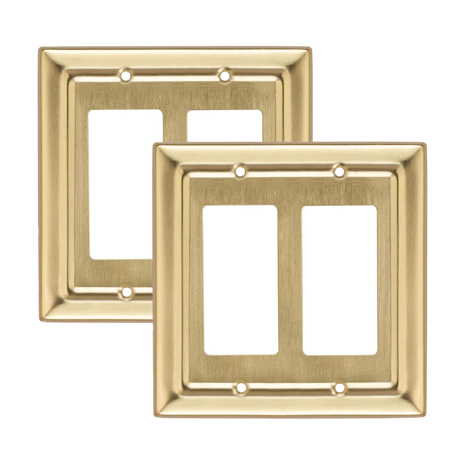 Monarch Abode Rocker Light Switch Cover Plate – 2-Gang Brushed Gold Decorator Wall Plates, Architectural Decorative
