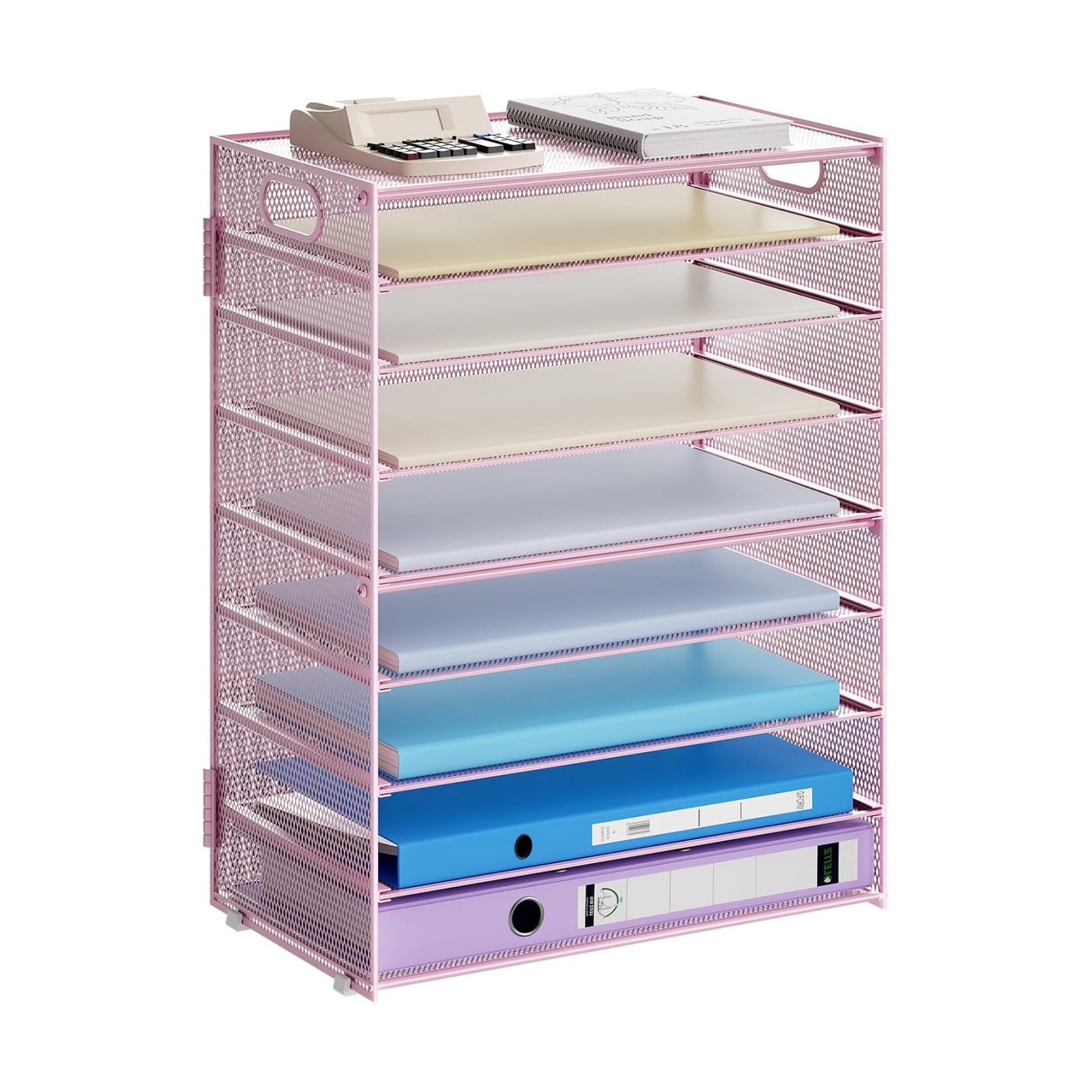 Marbrasse Paper Organizer Letter Tray, 9 Tier Mesh File Organizer with Handle, Paper Sorter Desk Organizer for Home
