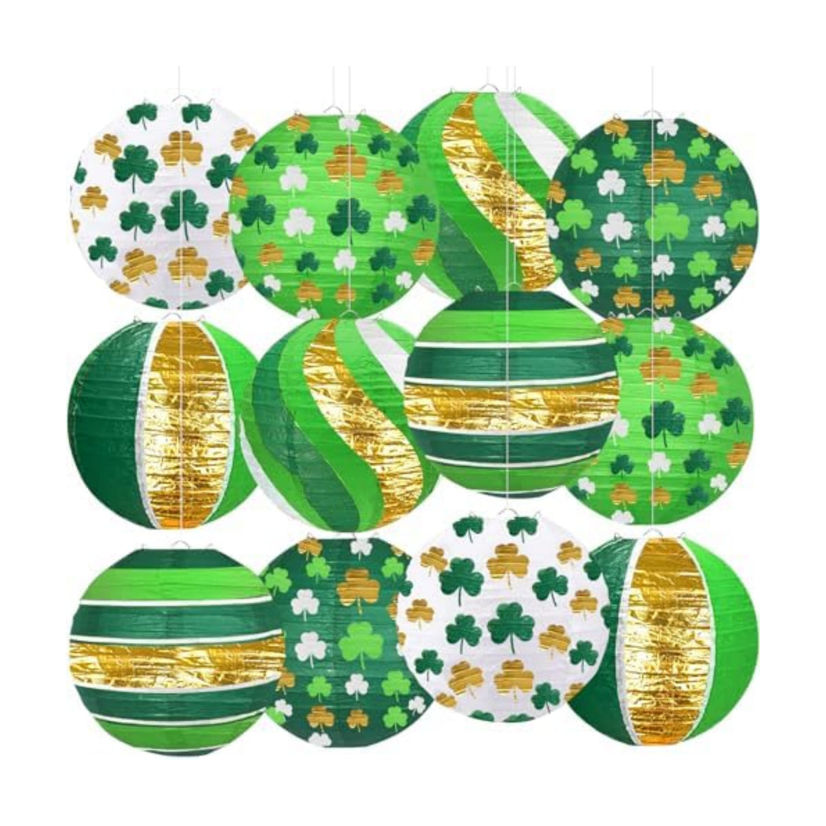12 Pack St. Patrick's Day Decorations, Green Paper Lanterns
