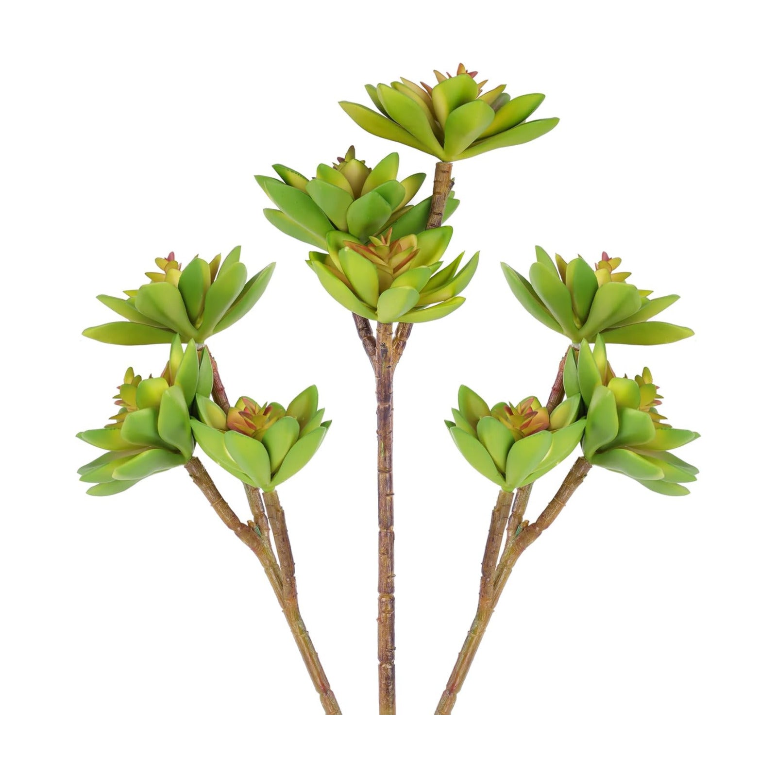 Artificial Succulents Branch Fake Plants Unpotted Faux Large Succulent / Green Style D / Set of 3