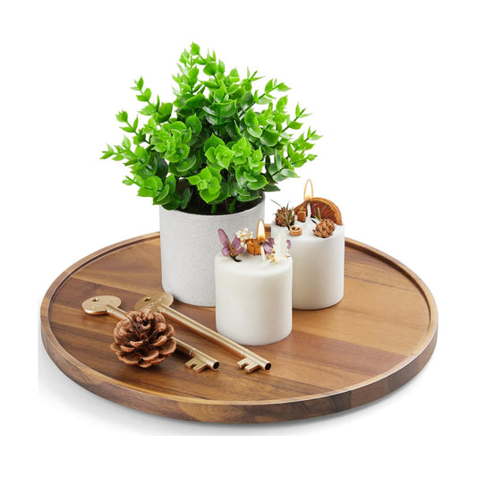 Wood Round Tray / Acacia / 12 Inch / Set of 12