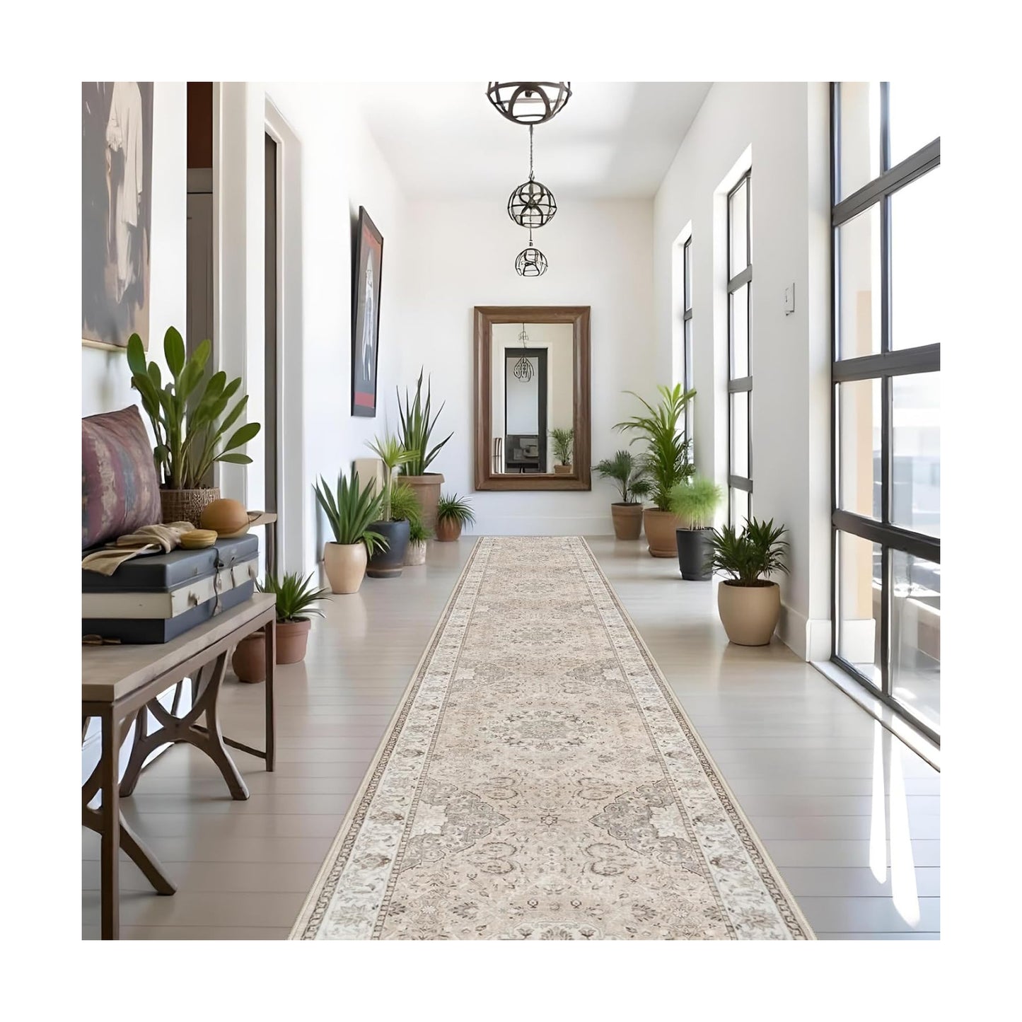 Hallway Washable Runner Rug - 3x16 Kitchen Rugs Entryway Rug Runner Vintage Soft Floor Mat Non Slip Indoor Farmhouse